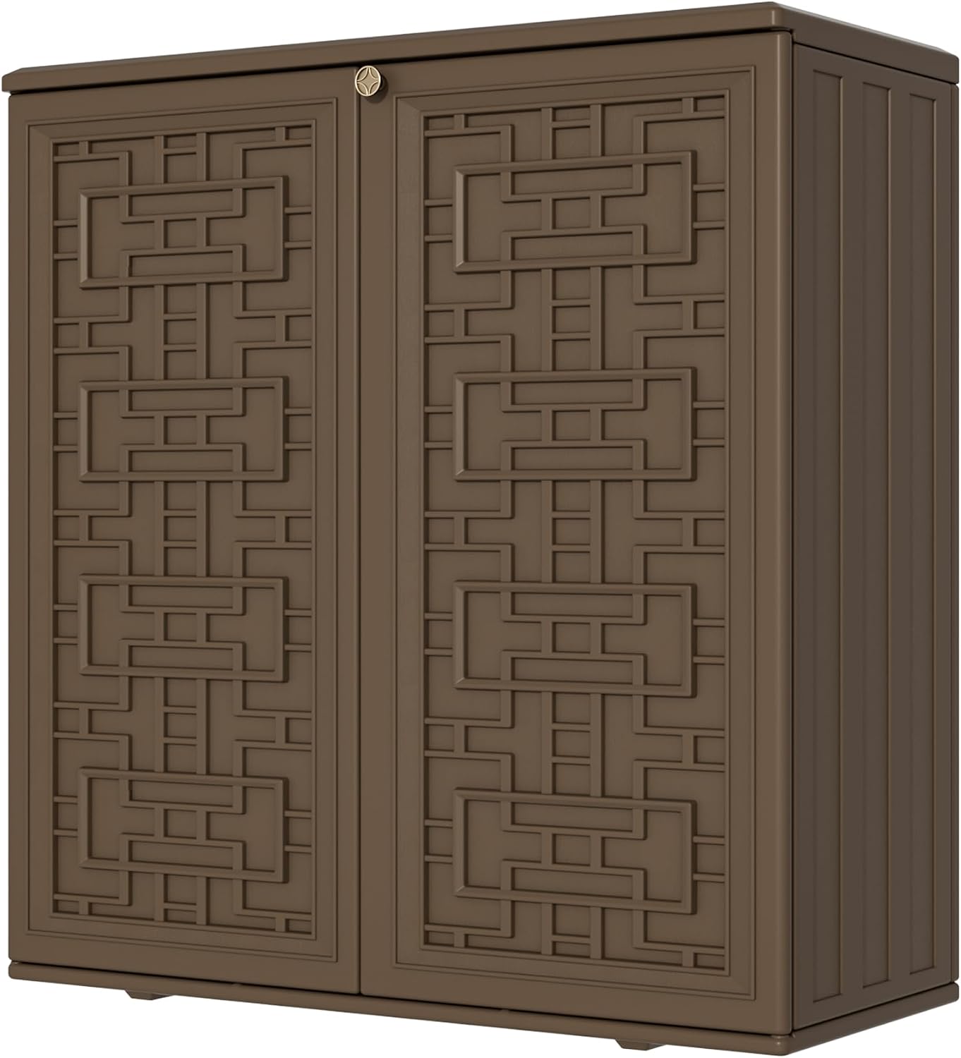 Mrosaa Storage Box Outdoor Caninet,Resin Indoor Storage Box Waterproof Outdoor Storage Cabinets for Patio/Garden/Backyard, Size 34.3''L*15''W*36.2''H(Brown)