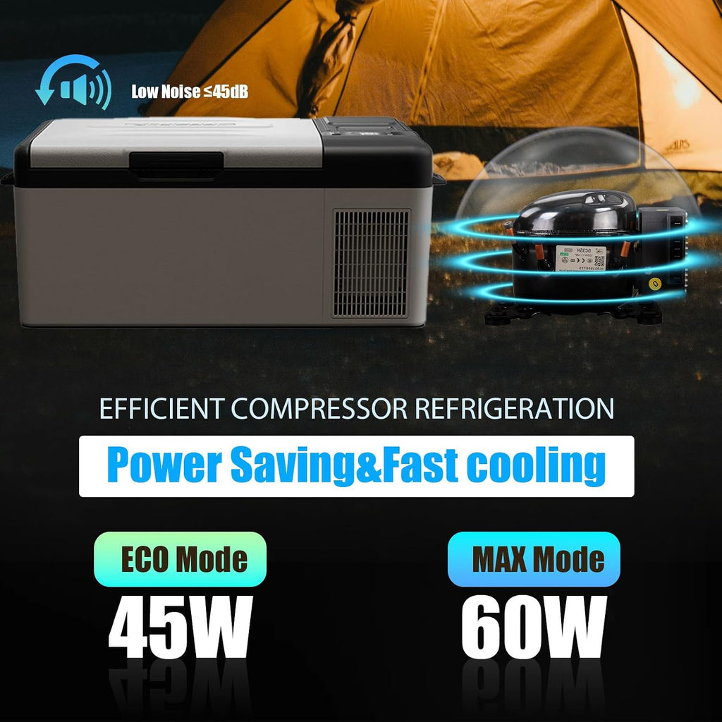 Alpicool Y15E Portable Car Freezer,12 Volt Refrigerator, 17 Quart (15.8 Liter) Fast Cooling 12V Car Fridge, -4℉~68℉ for Outdoor, Camping, RV (Grey&Black)