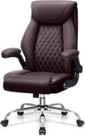 Office Chair, Executive Leather Office Chairs with Rocking Function, Big and Tall Ergonomic Computer Chair with Lumbar Support Flip-Up Armrests, Comfortable Gaming Chairs for Home Ofiice