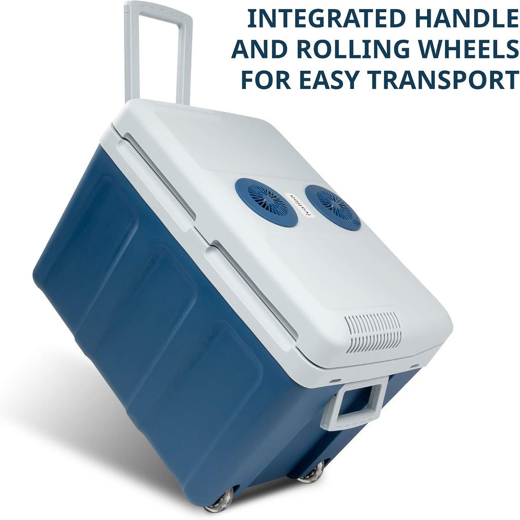 Ivation Electric Cooler & Warmer with Wheels & Handle |48 Quart (45 L) Portable Thermoelectric Fridge For vehicles & Trucks| 110V AC Home Power Cord & 12V Car Adapter for Camping, Travel & Picnics