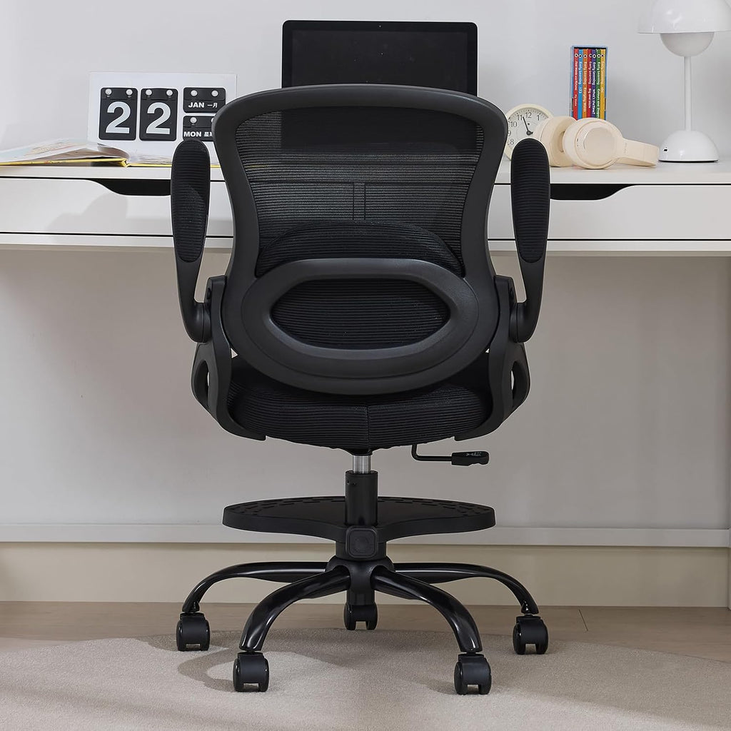 Kids Desk Chair,Ergonomic Study Chair with Adjustable Height,Swivel Mesh Desk Chair with Wheels,Home Office Chair for Children in Home Bedroom Black