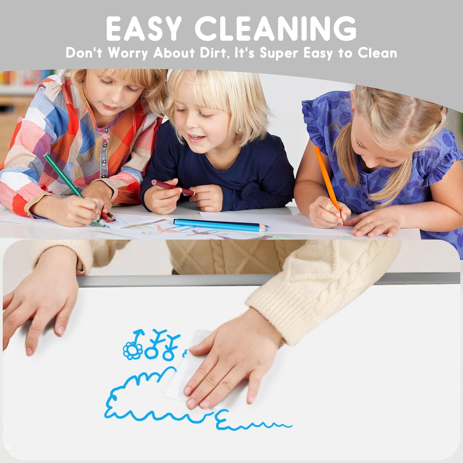 Kids Table and Chair Set for Toddlers - Adjustable Activity Center with Non-Slip Legs & Graffiti-Proof Surface Ages 3-12