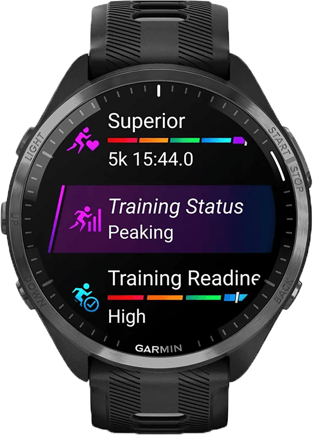 Garmin Forerunner® 965 Running Smartwatch, Colorful AMOLED Display, Training Metrics and Recovery Insights, Black and Powder Gray