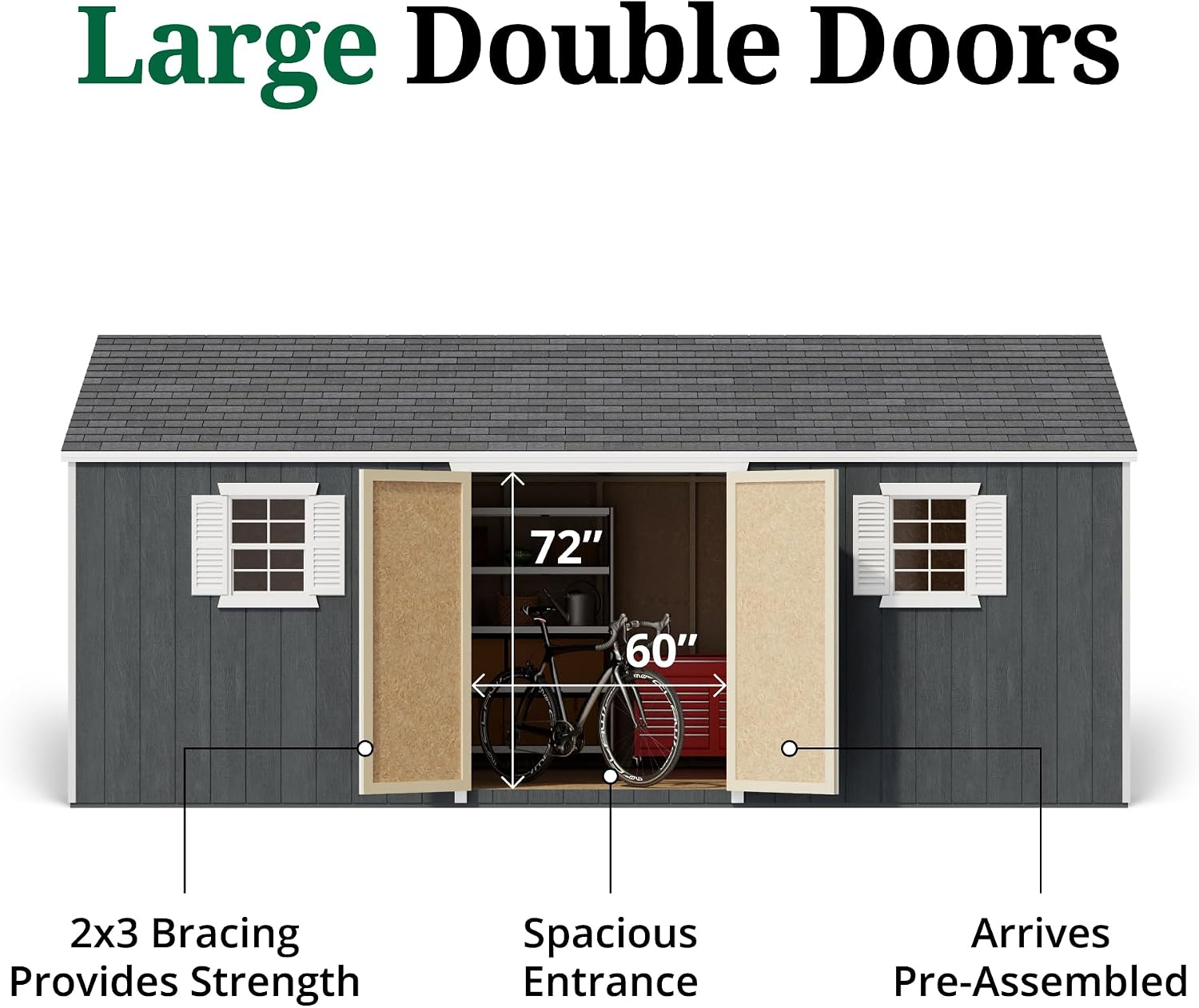 Little Cottage Co. 12x20 Value Workshop Shed with Operable Windows and Floor, Outdoor Wood Storage Do-It-Yourself Precut Kit