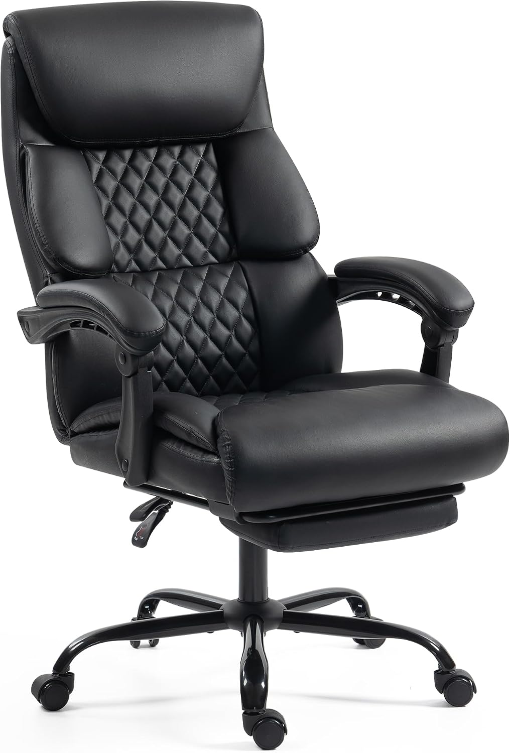 Office Chair, Executive High Back Leather Home Office Desk Chair with Footrest & Lumbar Support - Ergonomic Reclining Comfortable Wide Swivel Rolling Gaming Computer Chair 90-135° Adjustable Tilt Lock