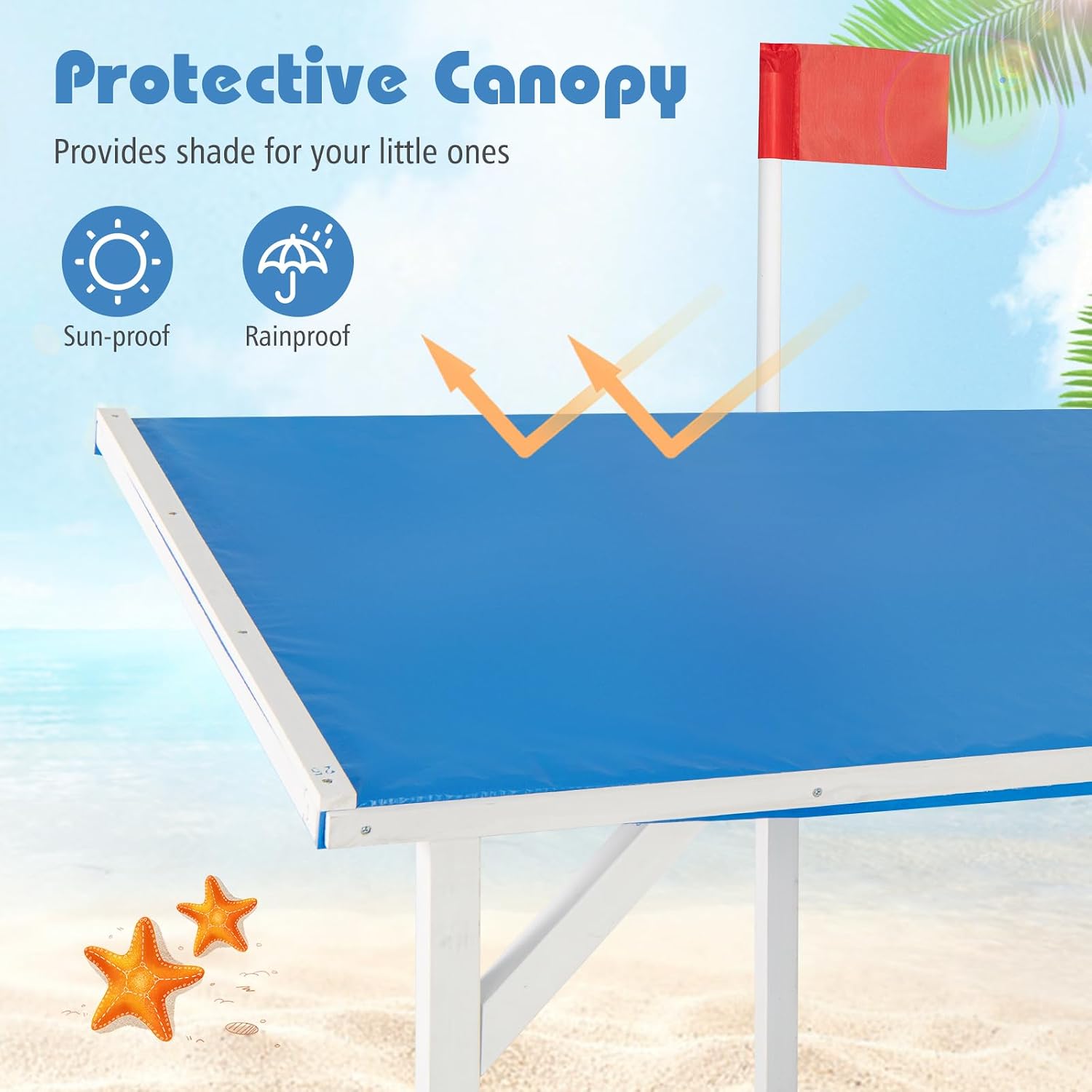 Costzon Pirate Ship Sandbox with Canopy, Fir Wood Boat Sand Box w/Flag, Rudder, Bench Seats and Storage Compartments for Backyard Beach, Outdoor Sand Pit for Kids 3-8 Years Old