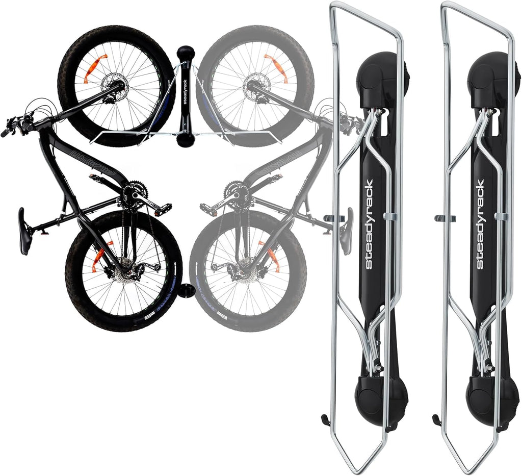 Steadyrack Fat Tire Bike Rack – Vertical Wall Mount Storage for Fat Bikes with 2.8'–4.5' Wide Tires – Space-Saving Pivot Design for Garage or Home