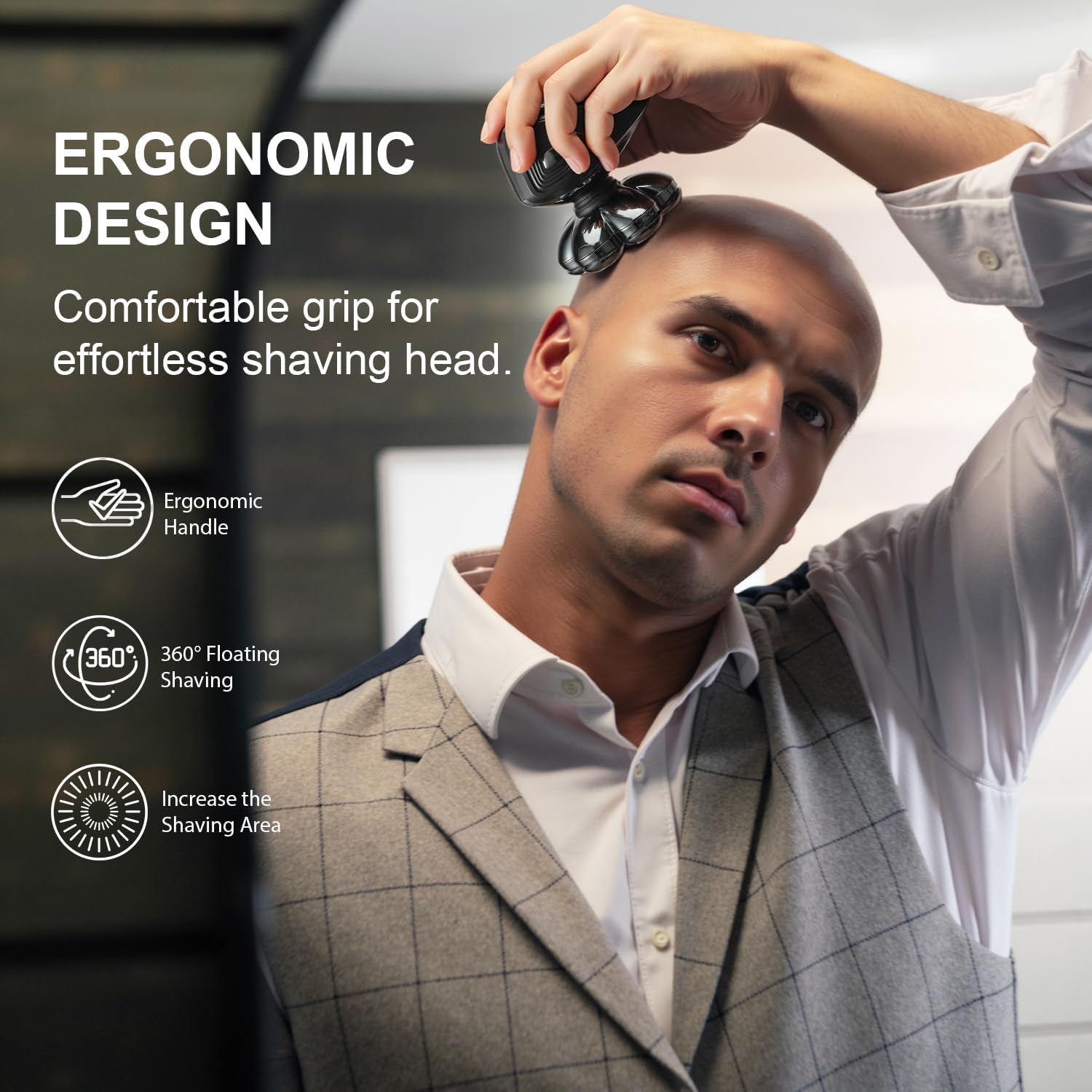 Cyruzi Head Shavers for Bald Men: 7D Floating Electric Razor with Magnetic Removable Head, IPX7 Waterproof Wet or Dry Shaver, LED Display & Type-C Fast Charging