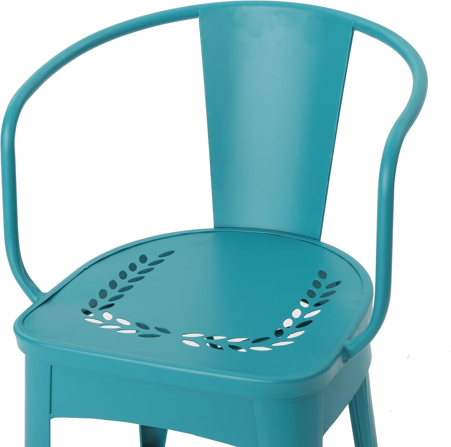 Merax 3 Pieces Bistro Set Iron Retro Bistro Table and Chairs Set of 2 Outdoor Dining Table Set for 2, Round Tabletop, All-Weather for Porch Patio Balcony Lawn Garden (Teal)