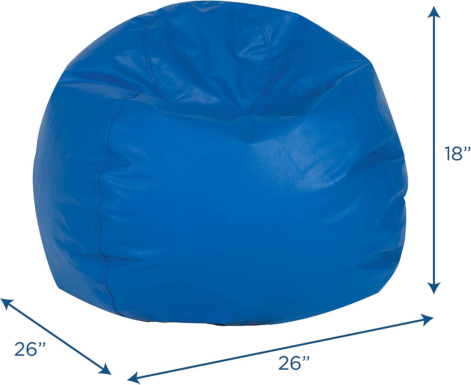 Children's Factory 26' Round Bean Bag, Bean Bag Chair with Water-Resistant Cover for Kids, Flexible Seating for Classroom Elementary, Easy to Clean, Blue
