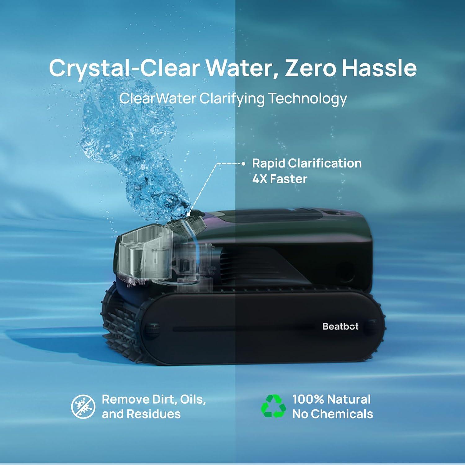 Beatbot AquaSense 2 Pro Cordless Robotic Pool Cleaner, Unmatched 5-in-1 Cleaning, Surface Parking, Skimmer with APP Control, Water Clarification, for Pools up to 3,875 Sq.ft – Pine Green