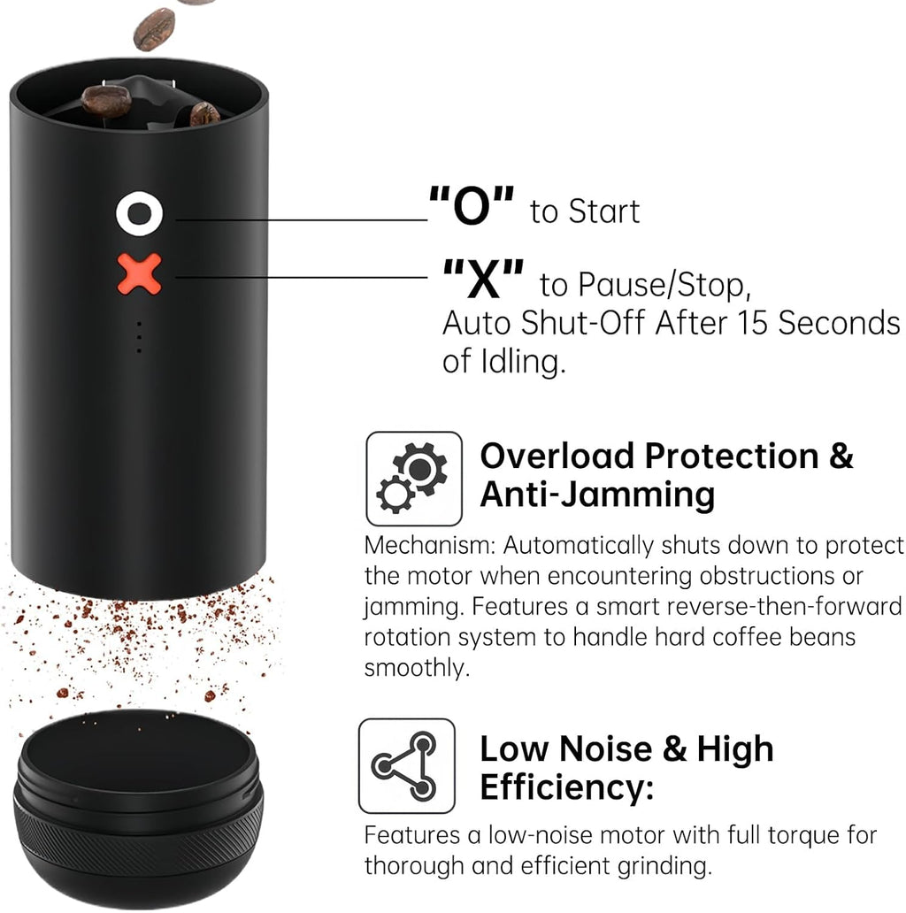 Nuttii Burr Coffee Grinder – Electric, Portable, Small, Quiet Conical Burr Coffee Bean Mill, 20 Adjustable Settings for Espresso, Pour-Over, French, Press Moka for Home Travel Use (Sunshine Yellow)