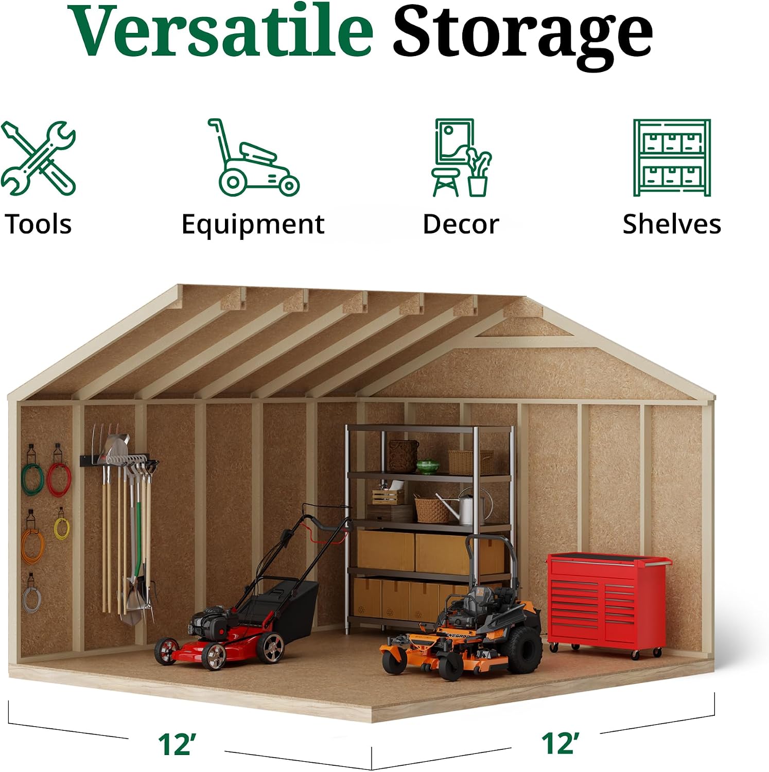 Little Cottage Co. 12x12 Value Workshop Shed with Operable Windows and Floor, Outdoor Wood Storage Do-It-Yourself Precut Kit