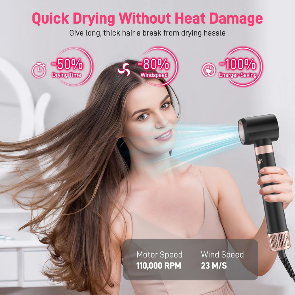 MESCOMB Dual Voltage Hot Air Styler Wrap - 5 in 1 Hair Dryer Brush,Multi Hair Styler, with Fast Drying Blow Dryer, Styling, Straightening & Volumizing-Gift for Women (Black + Pink)