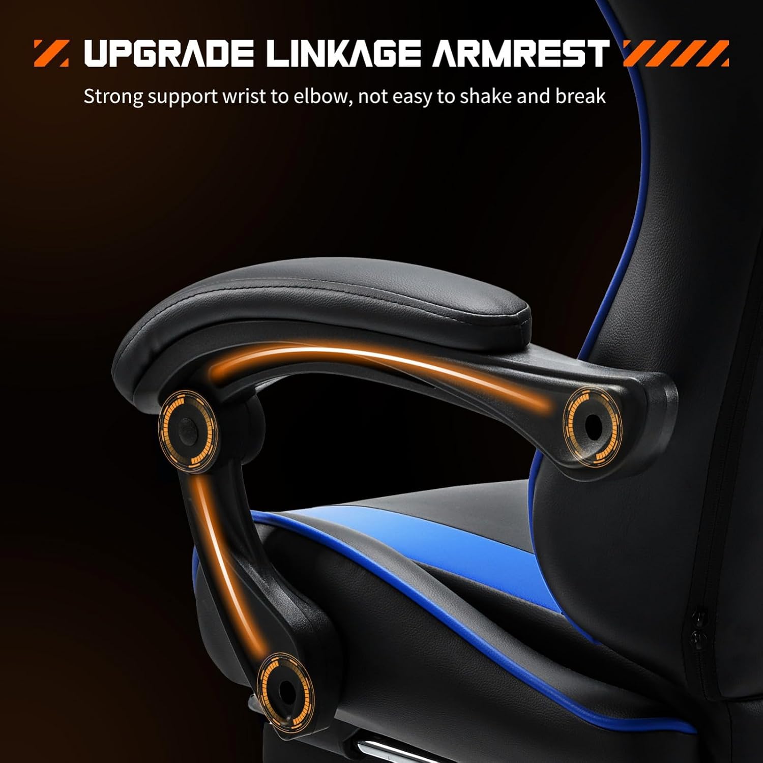 Heavy Duty Gaming Chair, Ergonomic Gamer Chair for Home Office with Footrest, Lumbar Support, Adjustable Backrest, Stable 360° Swivel Wheels for Adults, Professional Gamers and Teens, Blue