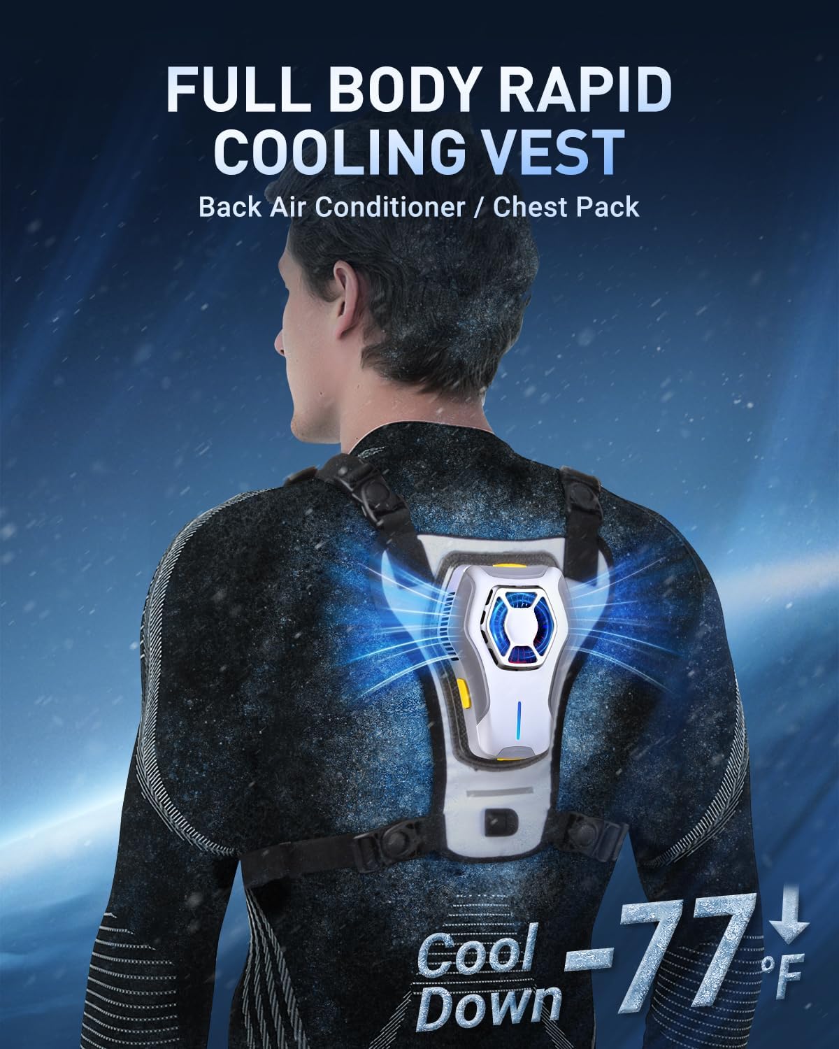 Portable Wearable Fan Rechargeable, Lightweight Cooling Vest, Portable Back Air Conditioner, Cooling Clothes Perfect for Travel, Sport, Hiking (Black)