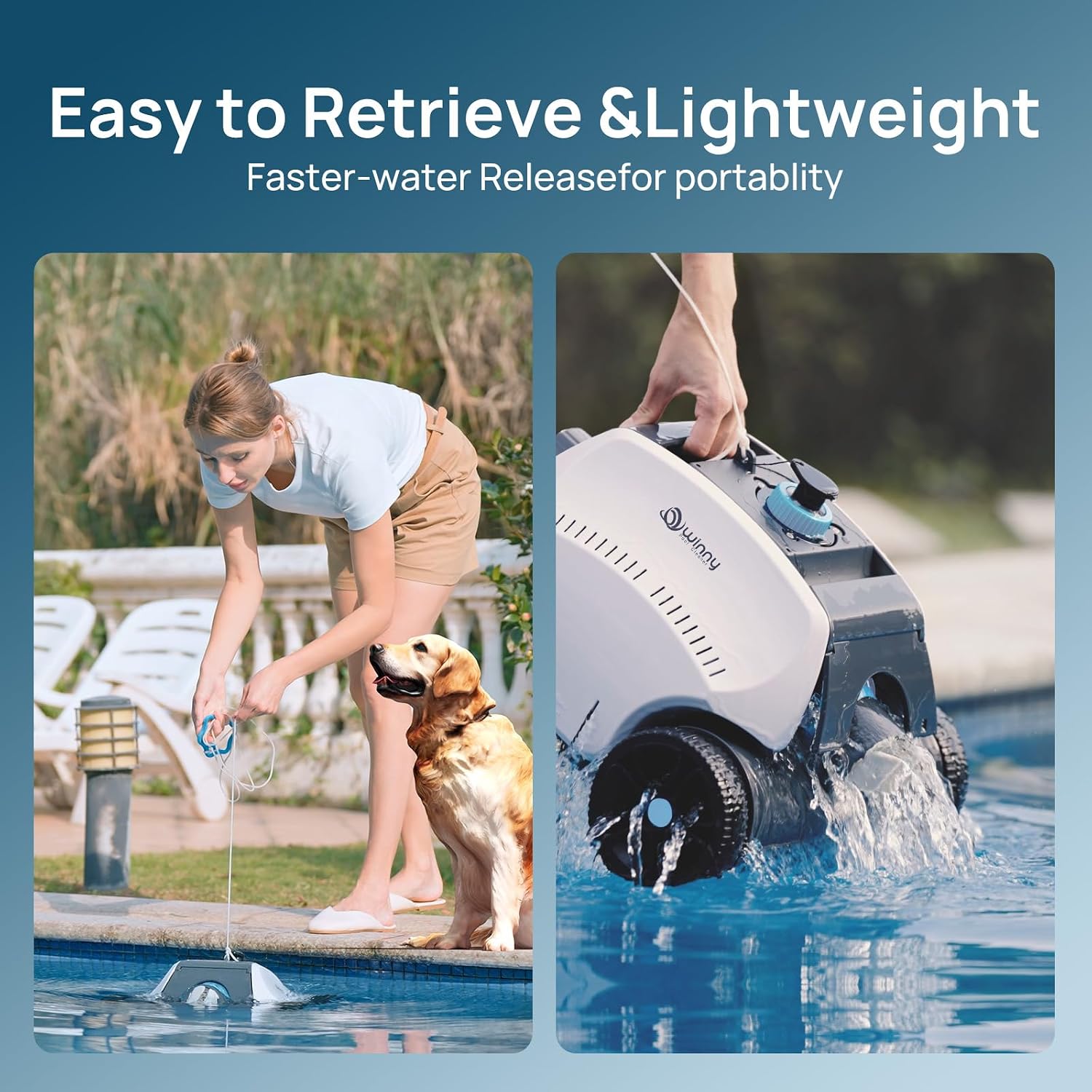 (2025 Upgrade) Robotic Pool Vacuum for Above Ground Pool - 6600mAh for 130mins Runtime & 50W Powerful Suction, Self-Parking Pool Cleaner with 180μm Filter Tray Up to 1300 Sq. Ft (White ‌& Cyan)