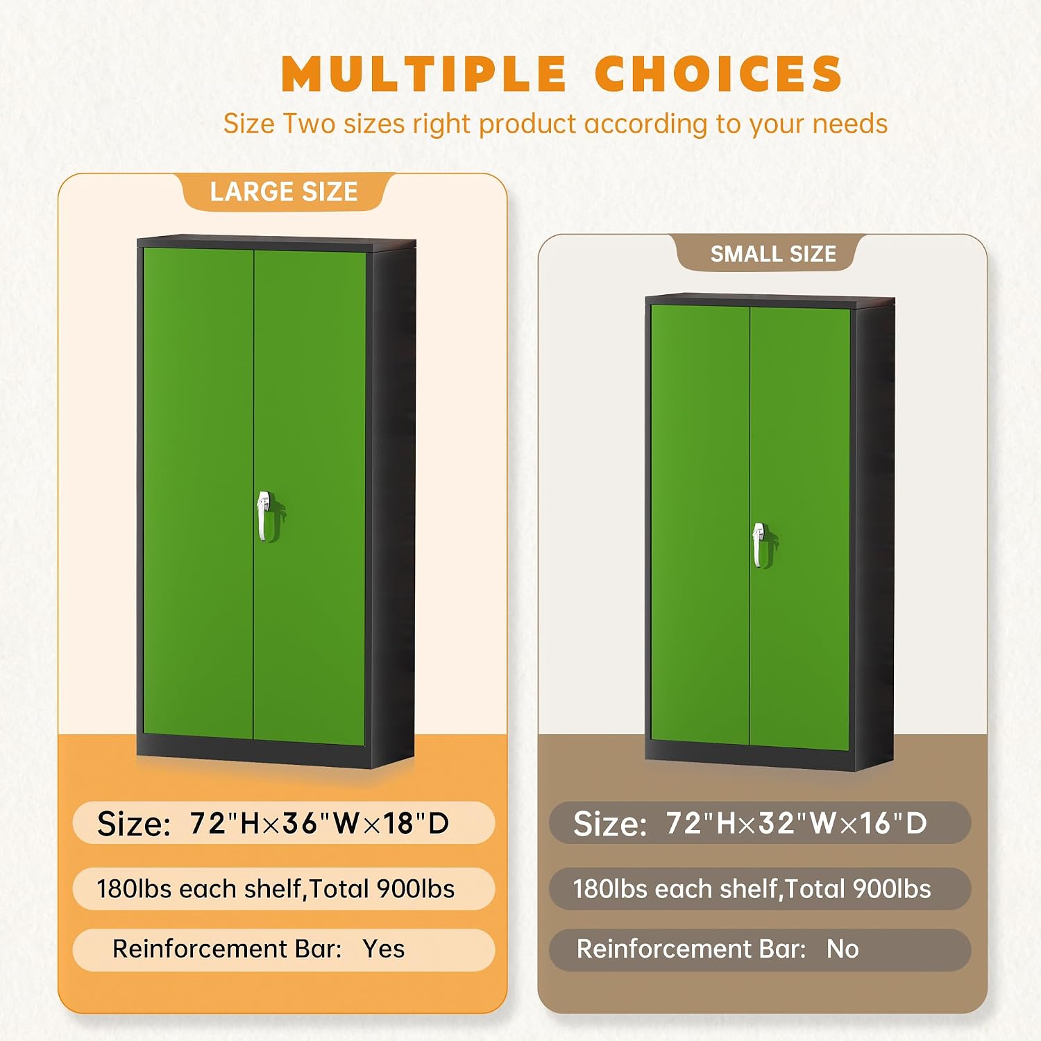 Greenvelly Metal Garage Storage Cabinet with 2 Doors and 4 Adjustable Shelves, 72'H Steel Lockable Storage Cabinet,Tall Metal Cabinet Locking File Cabinet for Office,Home, Garage, Gym, School