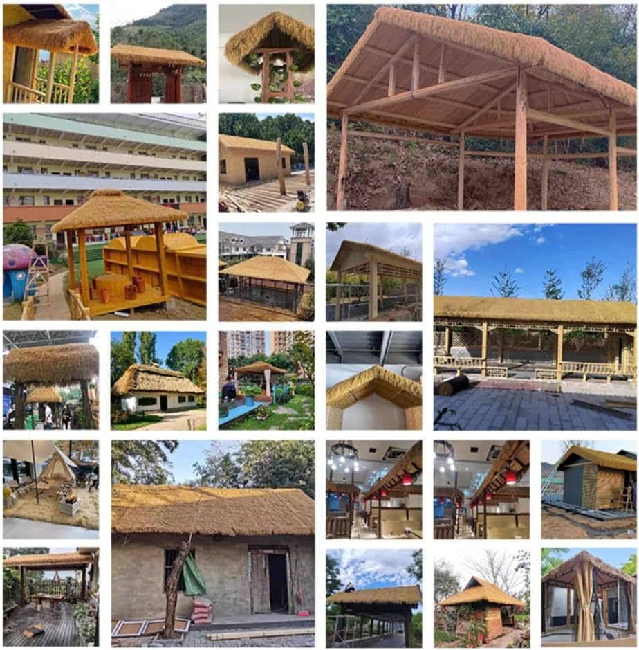 Man-Made Thatch roll Simulated thatched roof Tile Artificial Straw Plastic Fake thatched Easy to Cut roof Decoration, Pavilion, Villa, Garden, bar Thatch Roll (Color : Yellow2, Size : 0.5x9m)