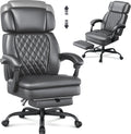 400lbs Executive Office Chair with Foot Rest for Heavy People, Ergonomic Big and Tall Desk Chair with Adjustable Headrest, High Back PU Leather Comfy Heavy Duty Computer Chair with Spring Cushion