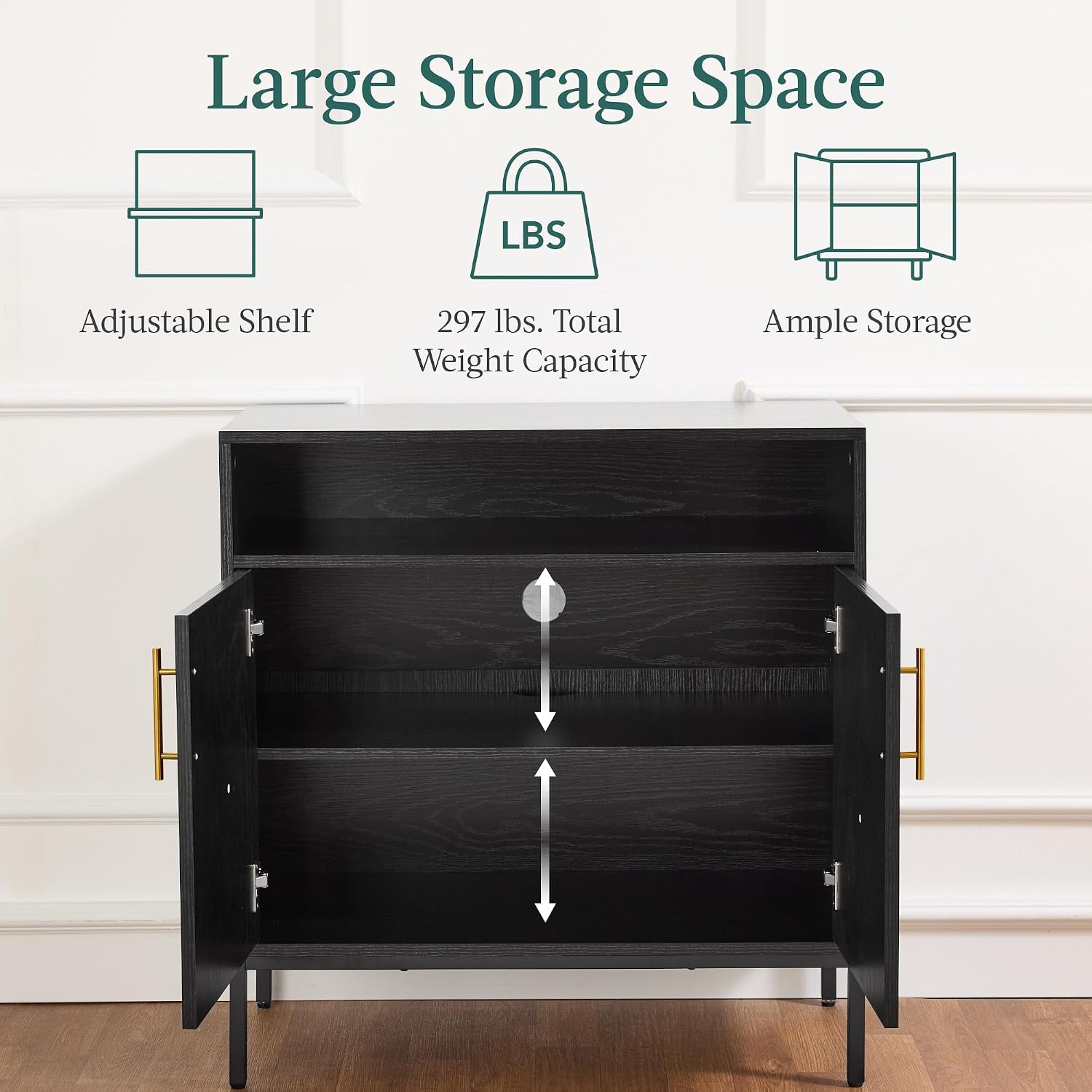 Best Choice Products Rattan Sideboard Buffet Cabinet, Entryway Table, Accent Storage Cabinet, Console Table for Hallway, Living Room, Dining Room - Black