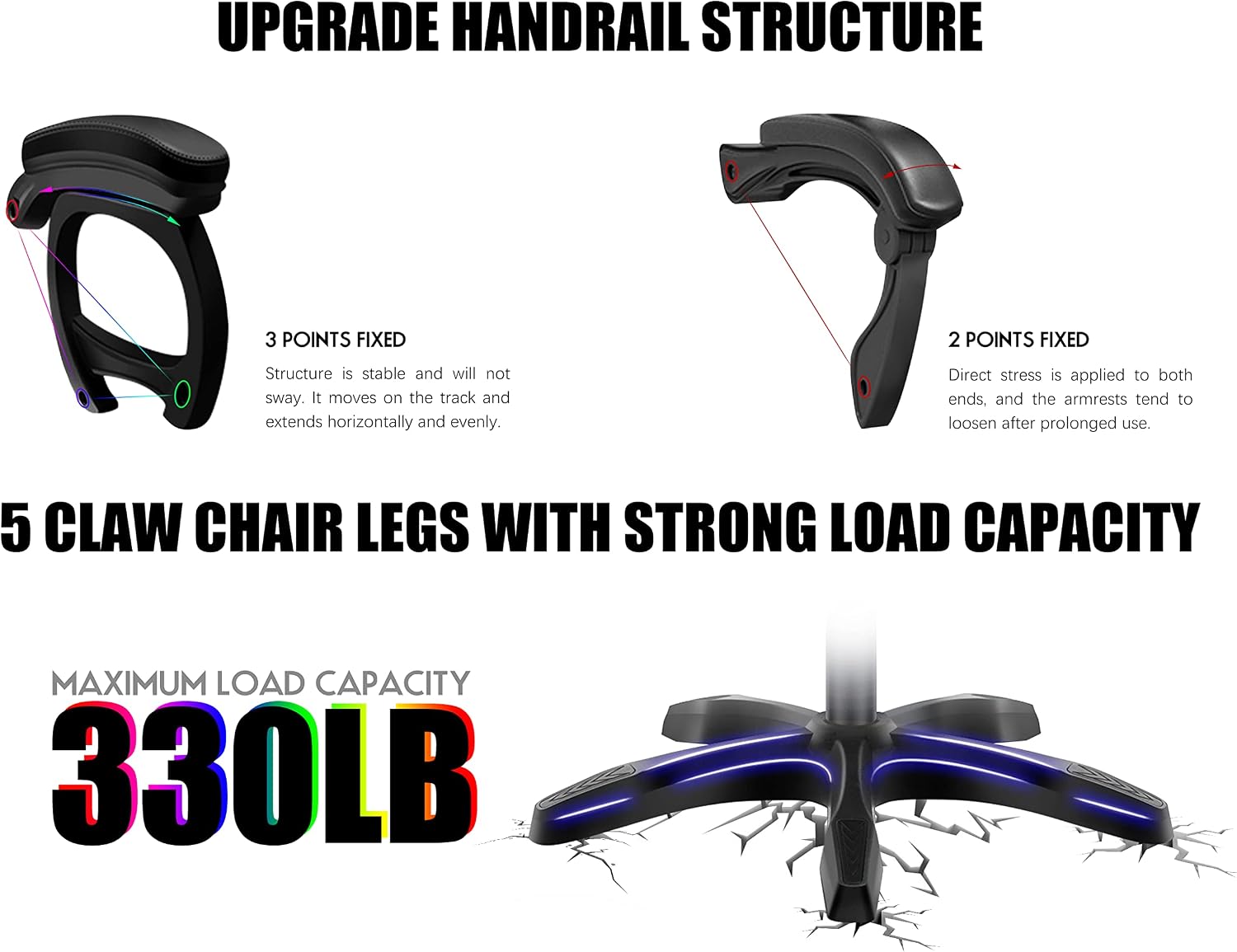 Gaming Chair with LED Lights and Speakers, Music Video Chair for Adults with Massage and Footrest, Ergonomic Chair with Headrest and Lumbar Support, Maximum Load 150KG. (Black+Red)