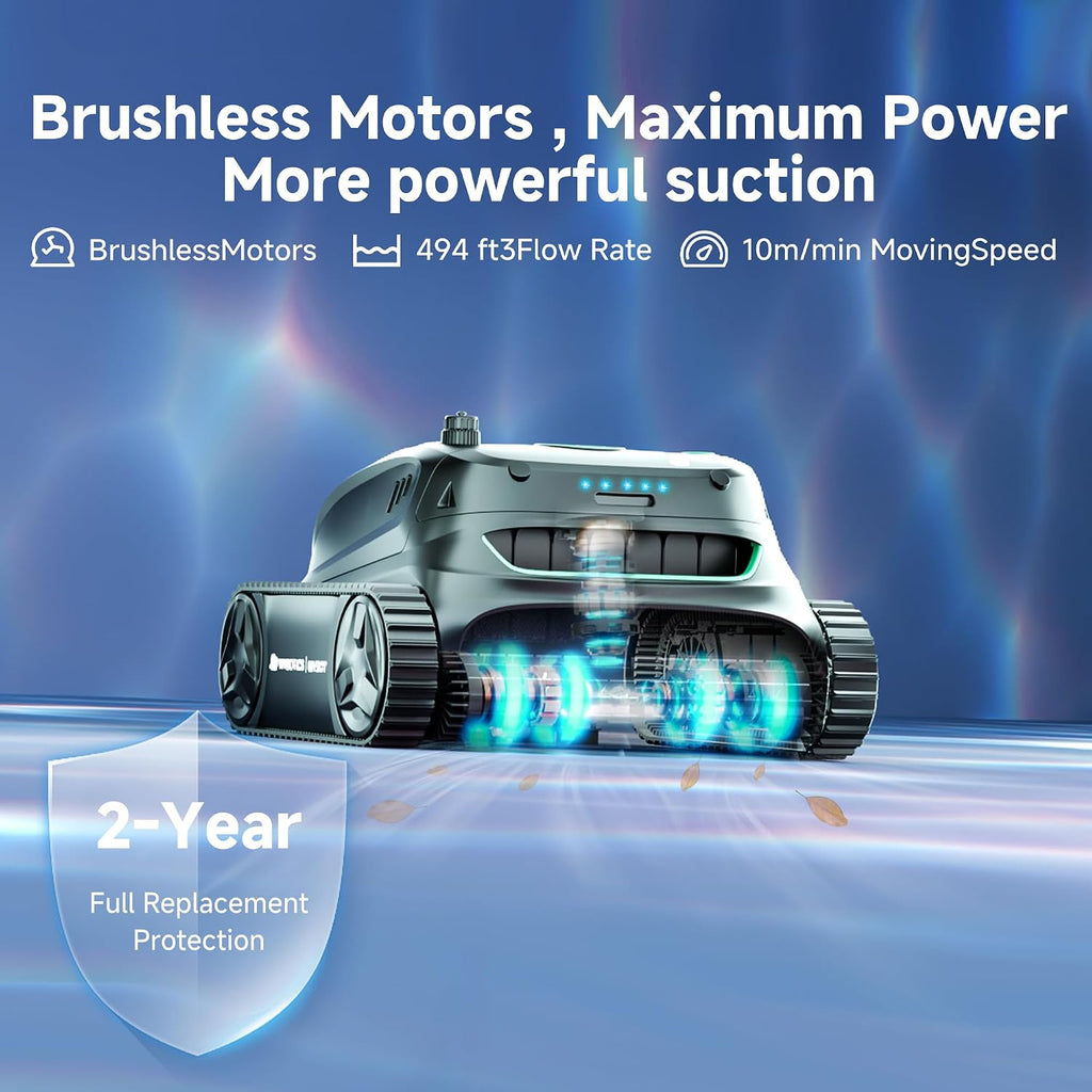 WYBOT S2 Solar Cordless Pool Vacuum Cleaner, App Control & Smart Scheduled Cleaning, Auto-Docking & Charging, 7 Cleaning Modes & Paths, Ideal for In-ground Pools up to 3229 Sq. Ft (Black&Green)