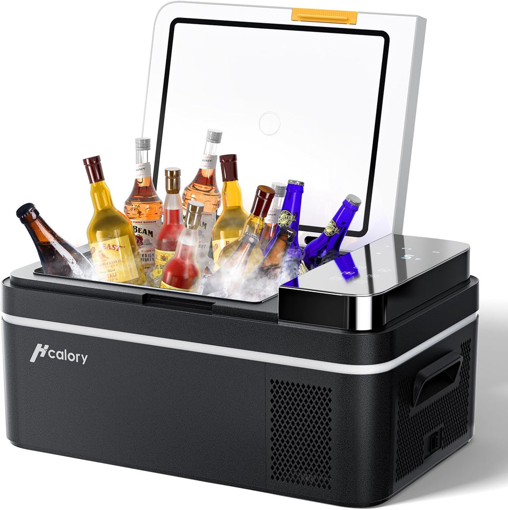 HCALORY 12 Volt Car Refrigerator, 22Quart Large Touchscreen Display Car Fridge, Portable Freezer with Compressor Mini Cooler (-4℉~68℉) with 12/24V DC & 110V AC for Camping, RV, Travel & Home