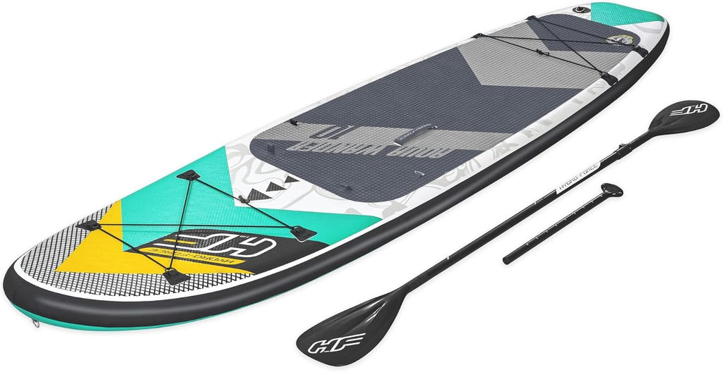 Hydro-Force Inflatable Stand Up Paddle Board | Complete Set with Kayak Conversion Kit with Hand Pump, Backpack, Leash, Fin, Paddle, 10FT, Aqua Wander