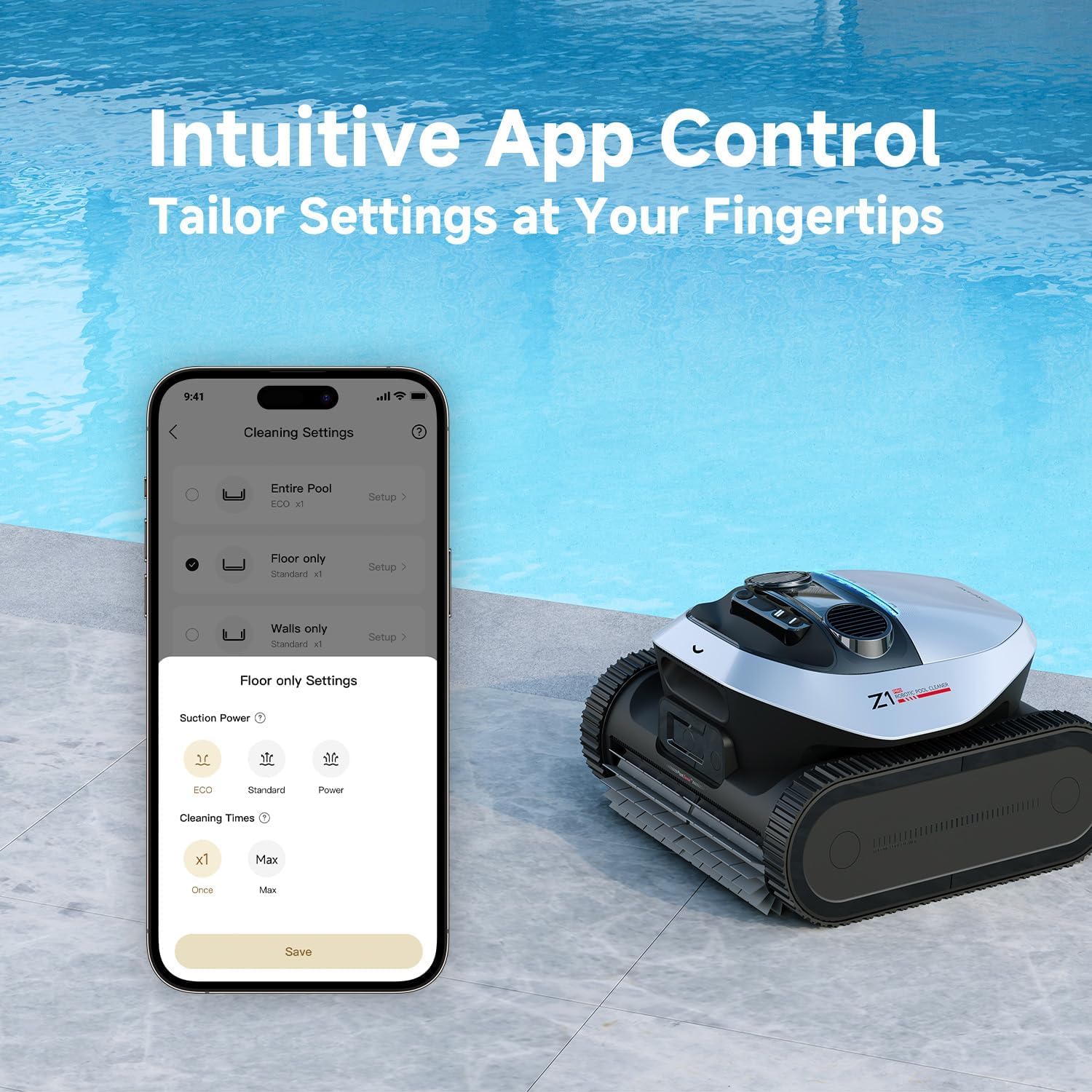DREAME Z1 Pro Cordless Robotic Pool Cleaner, LiFi & APP Control, 8000 GPH Suction, Wall & Waterline Cleaning, UP to 180+ min, Auto-Retrieval, Automatic Pool Vacuum for Above & In-Ground Pools