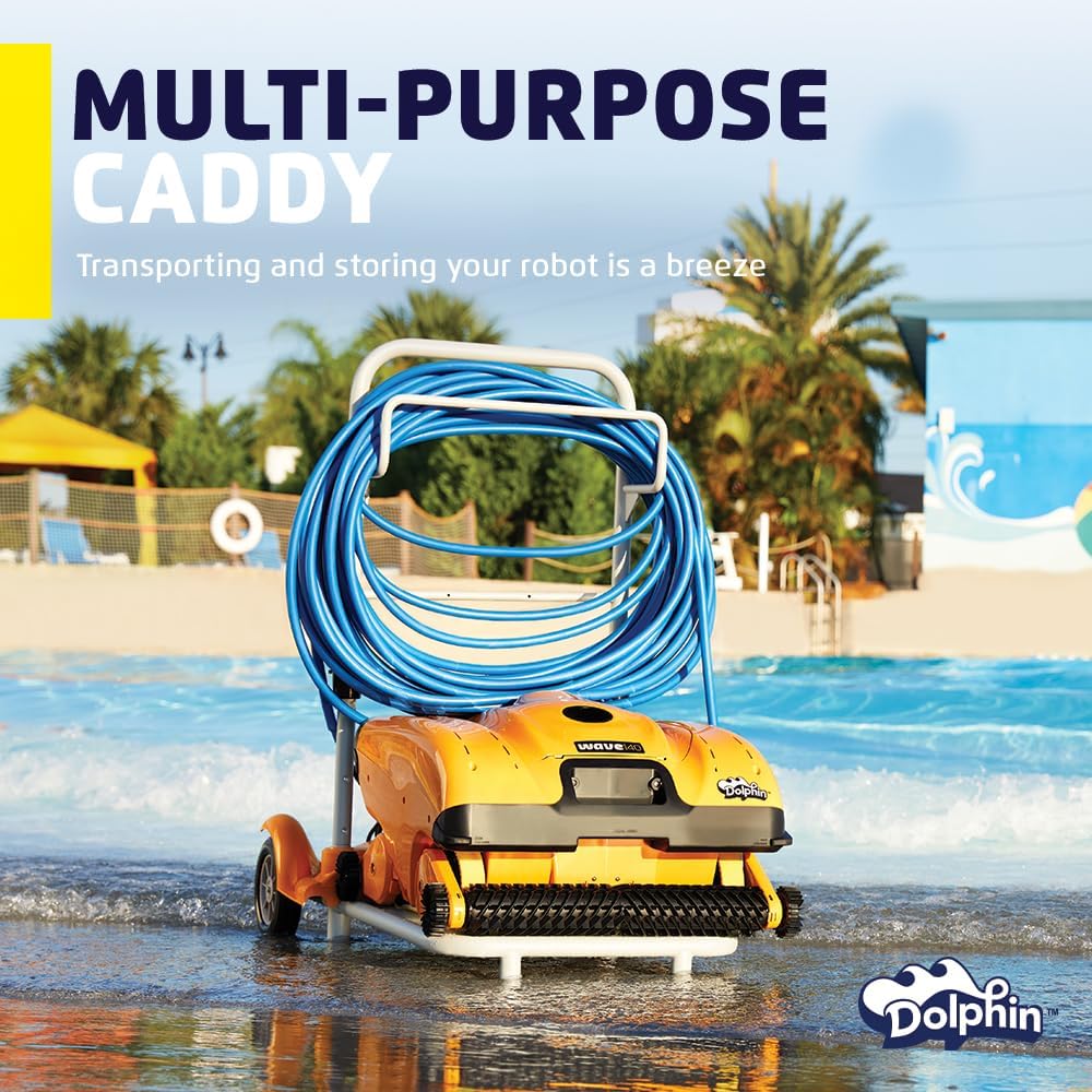 Dolphin Wave 140 Automatic Robotic Pool Vacuum Cleaner with Remote and Multi-Purpose Caddy, Auto-Release Cable System, Ideal for Commercial Pools up to 127 FT in Length