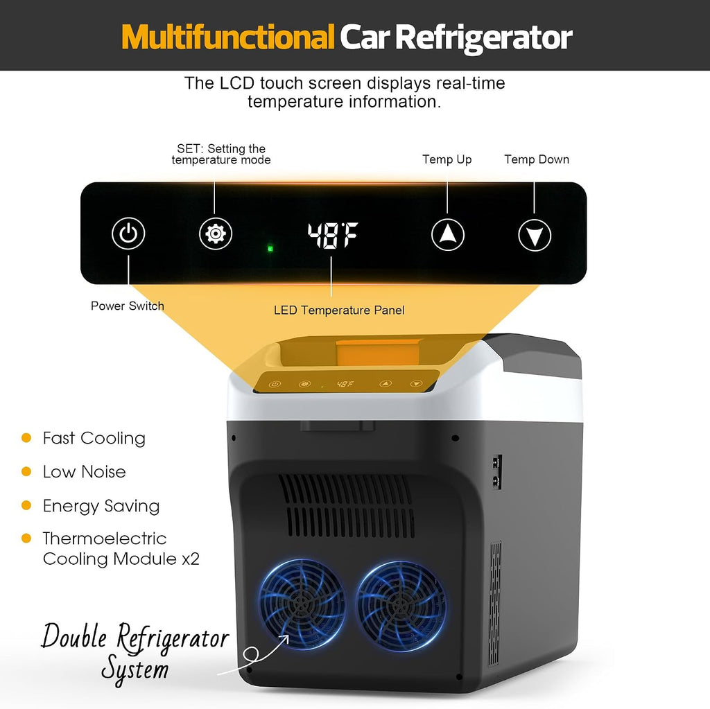 Kikihuose 12V Car Refrigerator Cooler/Warmer 23 Quart (22L) Portable Electric Car Cooler with 12 Volt DC &120V AC, Plug In Thermoelectric Fridge for Vehicles, Camping, RV, Dark Grey