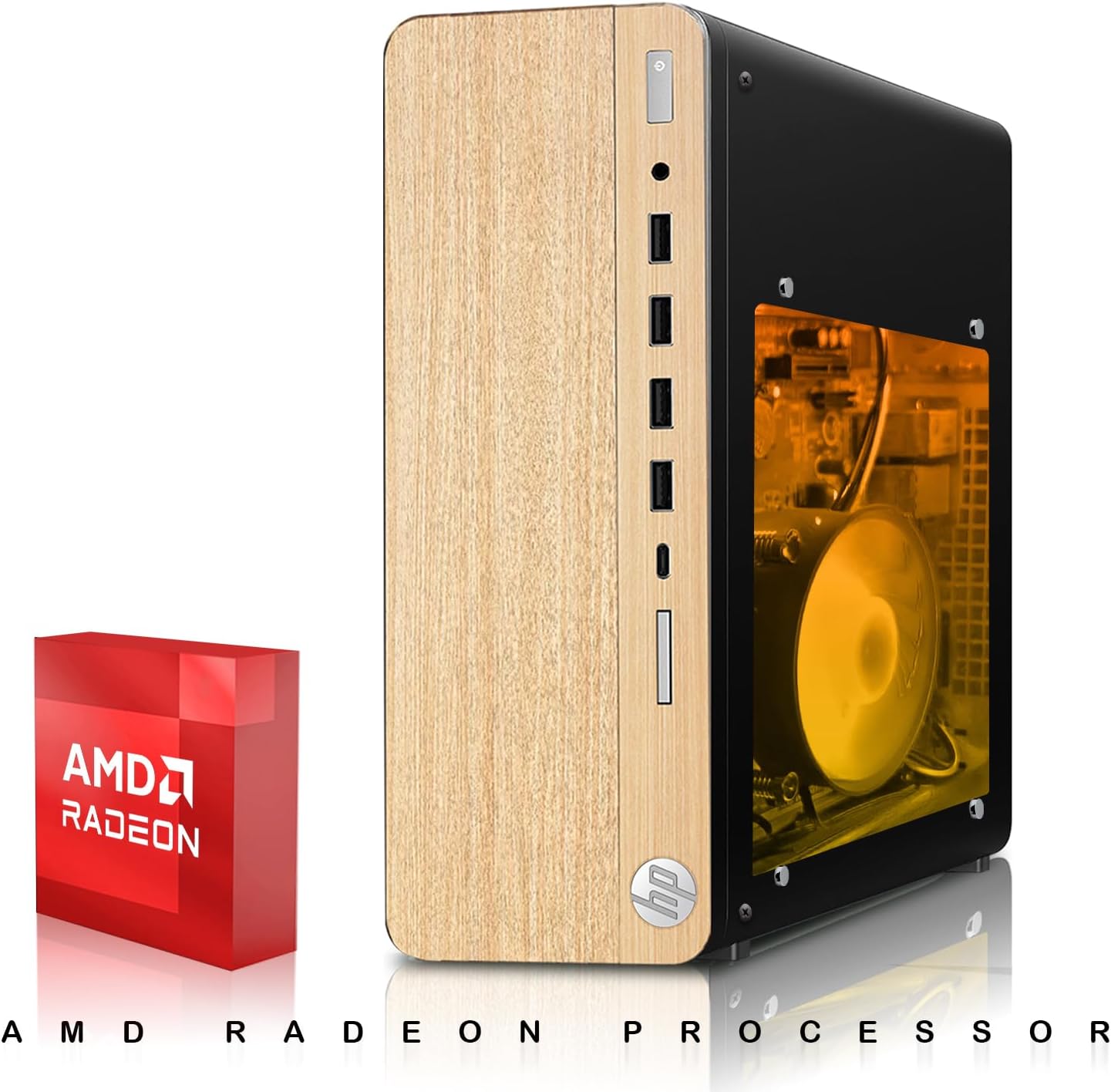 HP Full Light Gaming PC Desktop Computer – AMD Pro A10-9700,RX 550 Graphics,8GB RAM,1TB SSD,Dual 27 Inch Curved Monitor,RGB Keyboard with AI Copilot,Mouse,WiFi,RGB Headphone,Windows 11(Renewed)