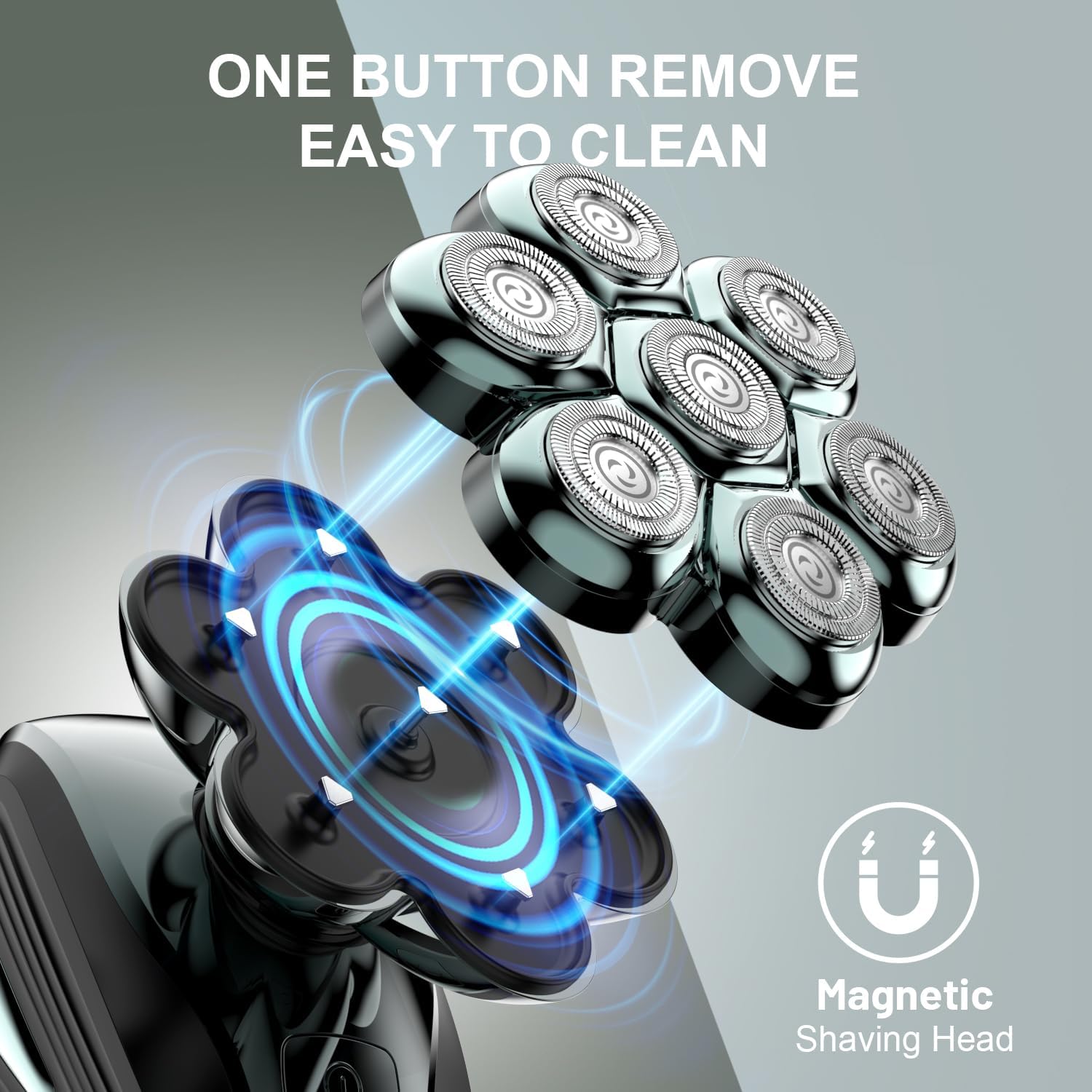 Cyruzi Head Shavers for Bald Men: 7D Floating Electric Razor with Magnetic Removable Head, IPX7 Waterproof Wet or Dry Shaver, LED Display & Type-C Fast Charging