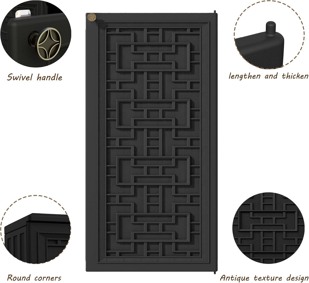 Mrosaa Indoor Outdoor Storage Cabinet Waterproof with Shelf,Plastic Storage Sheds Outdoor Cabinets for Patio/Garden/Backyard, Size 34.3''L*15''W*36.2''H（Black）