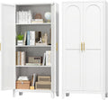 Zevemomo 61' H Metal Kitchen Pantry Cabinet, Freestanding Cupboard with 2 Doors and 3 Adjustable Shelves, Tall Metal Storage Cabinet for Kitchen, Bathroom, Dinning Room or Laundry Room （White）