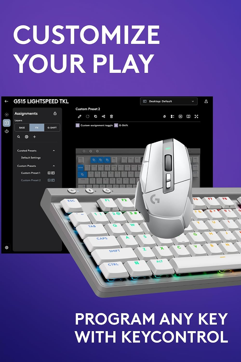 Logitech G502 X Lightspeed Wireless Gaming Mouse + G515 TKL Wireless Gaming Keyboard (Tactile) Bundle: White