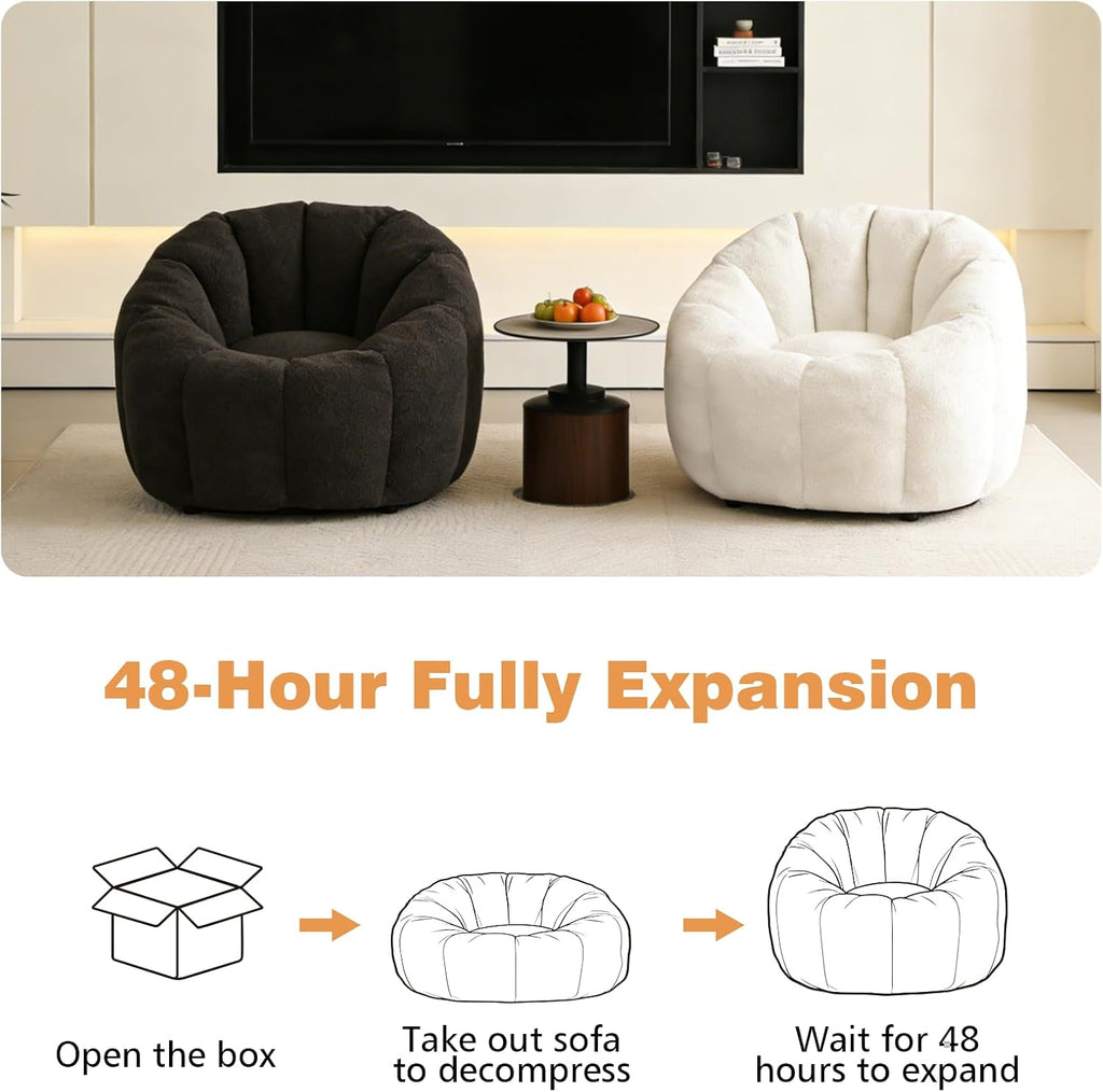 Bean Bag Chair Gaming Sofa for Adults & Kids, Big Beanbag Chairs Reading Couch with Ergonomic Armrests, Oversized Memory Foam Lounge Chair for Living Room/Bedroom, Dark Gray