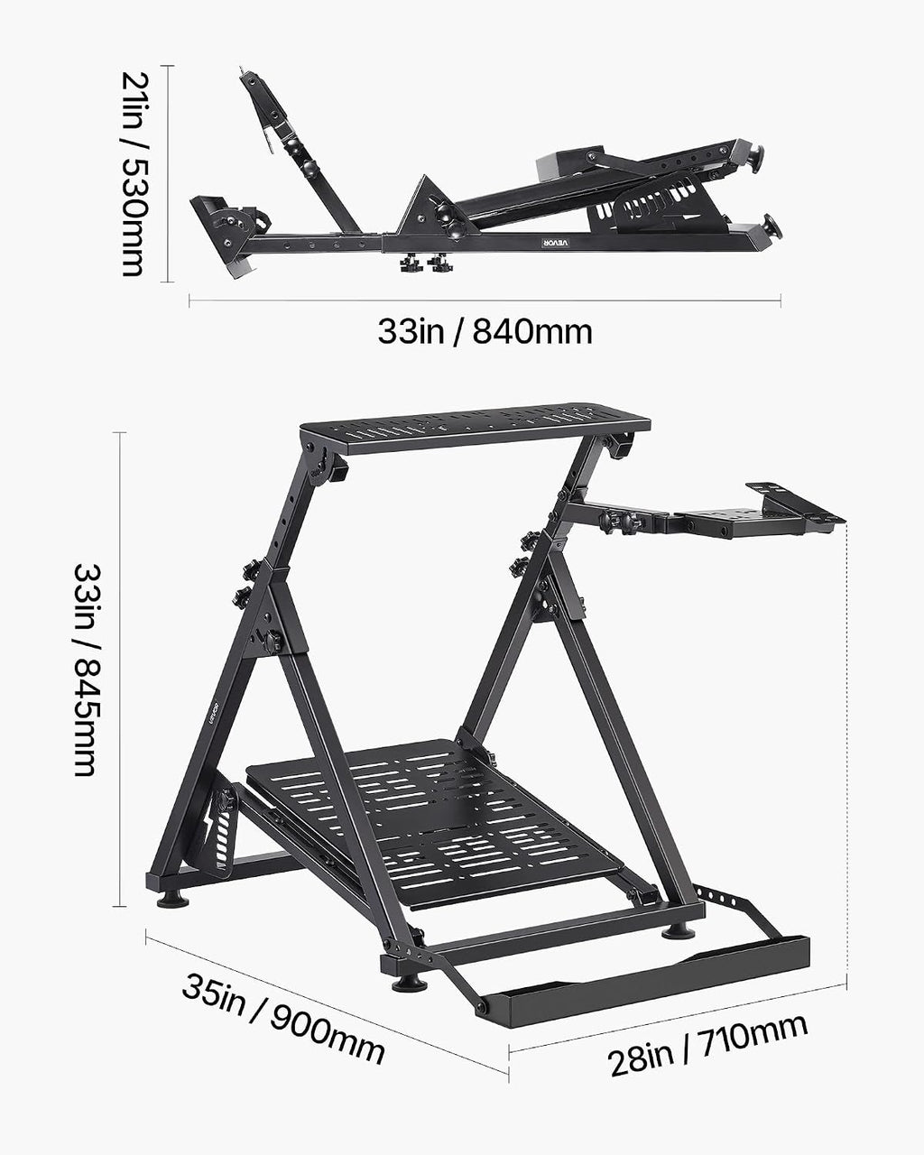 VEVOR Racing Wheel Stand, Adjustable & Foldable Simulator Stand for Logitech G923 G920 G29 G27, Thrustmaster T300RS TX F458 T500RS T3PA-PRO(F1/GT) Gaming Cockpit,Pedals Simulator NOT Included