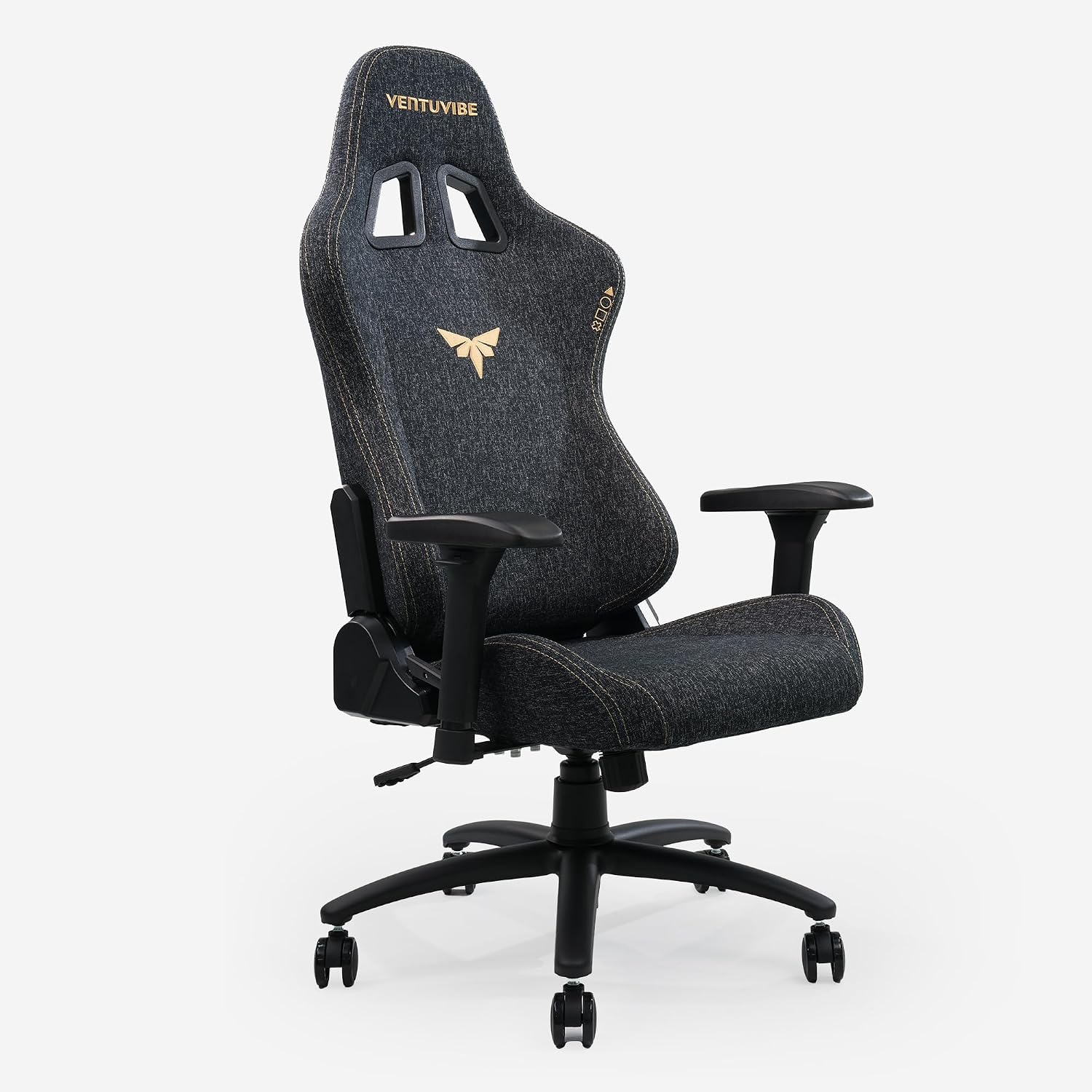 Gaming Chair, Black Ergonomic Computer Chair for Adults, Big and Tall Gamer Chair with Memory Foam Headrest, 4D Adjustable Armrests, Fabric Reclining High-Back for Home Office and Gaming