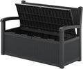 70 Gallon Lockable Outdoor Storage Bench with Armrests | Waterproof Resin Deck Box for Porch, Patio, Pool | Easy to Assemble & Clean - Black