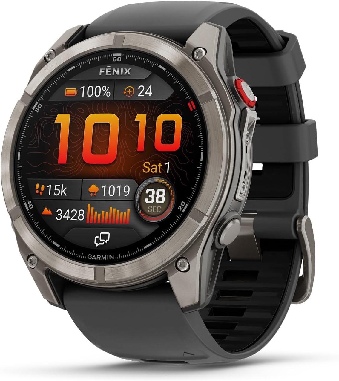 Garmin Fenix 8 Pro 51mm, AMOLED Display, inReach Technology, Premium Connected Multisport GPS Smartwatch, Sapphire, Titanium with Graphite/Black Silicone Band, Fitness Tracker Smart Watch Bundle