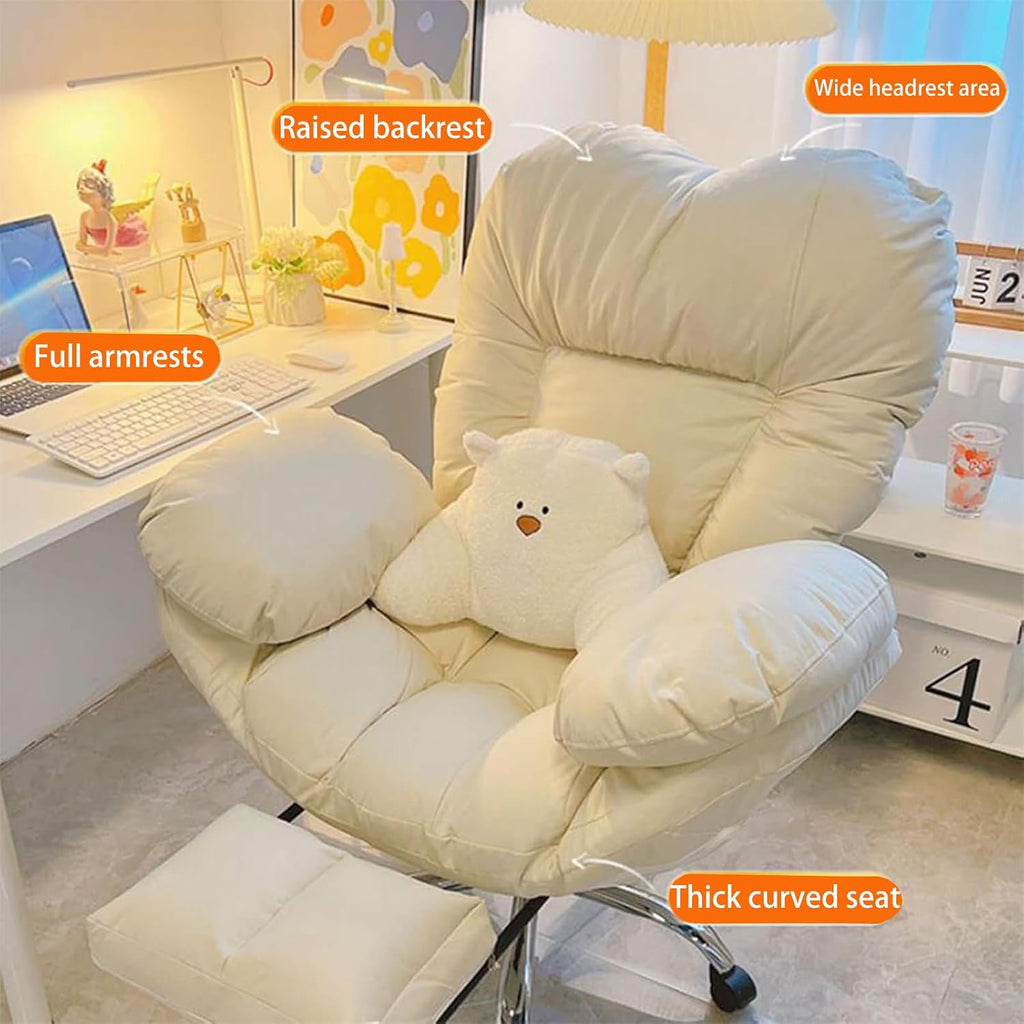 Gaming Chair Lazy Sofa Ergonomic Office Chairs Recliner Chair for Bedroom,Study Chair with Quiet Rubber Wheels Foot Rest and Lumbar Support Home Office Desk Chairs for Living Room & Bedroom