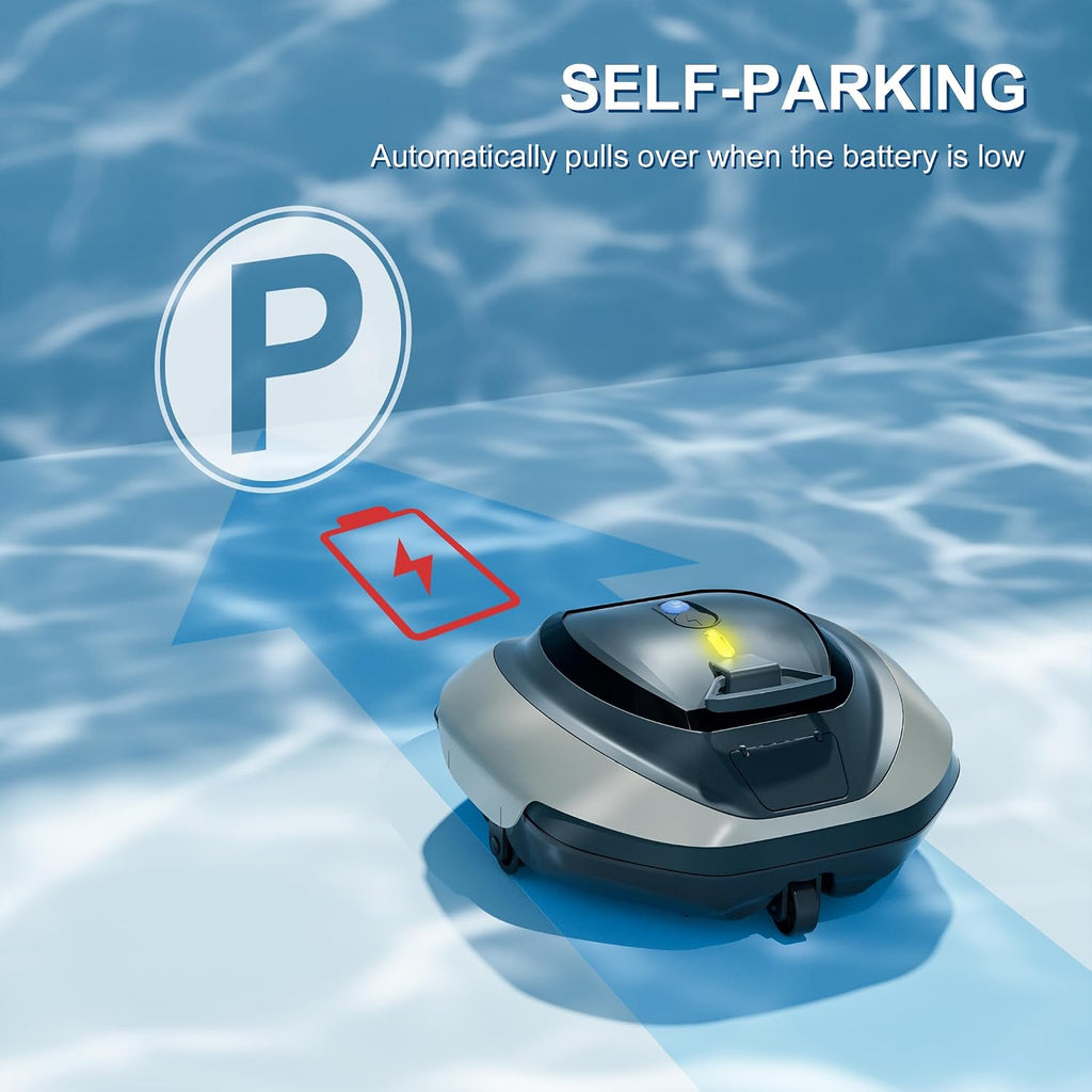 Cordless Pool Cleaner Robot, Robotic Pool Cleaner with 4400mAh Battery,Pool Vacuum for Above Ground Pool with Powerful Suction, DirtLock Tech, Self-Parking,90 Mins Runtime, Up to 850 Sq.ft