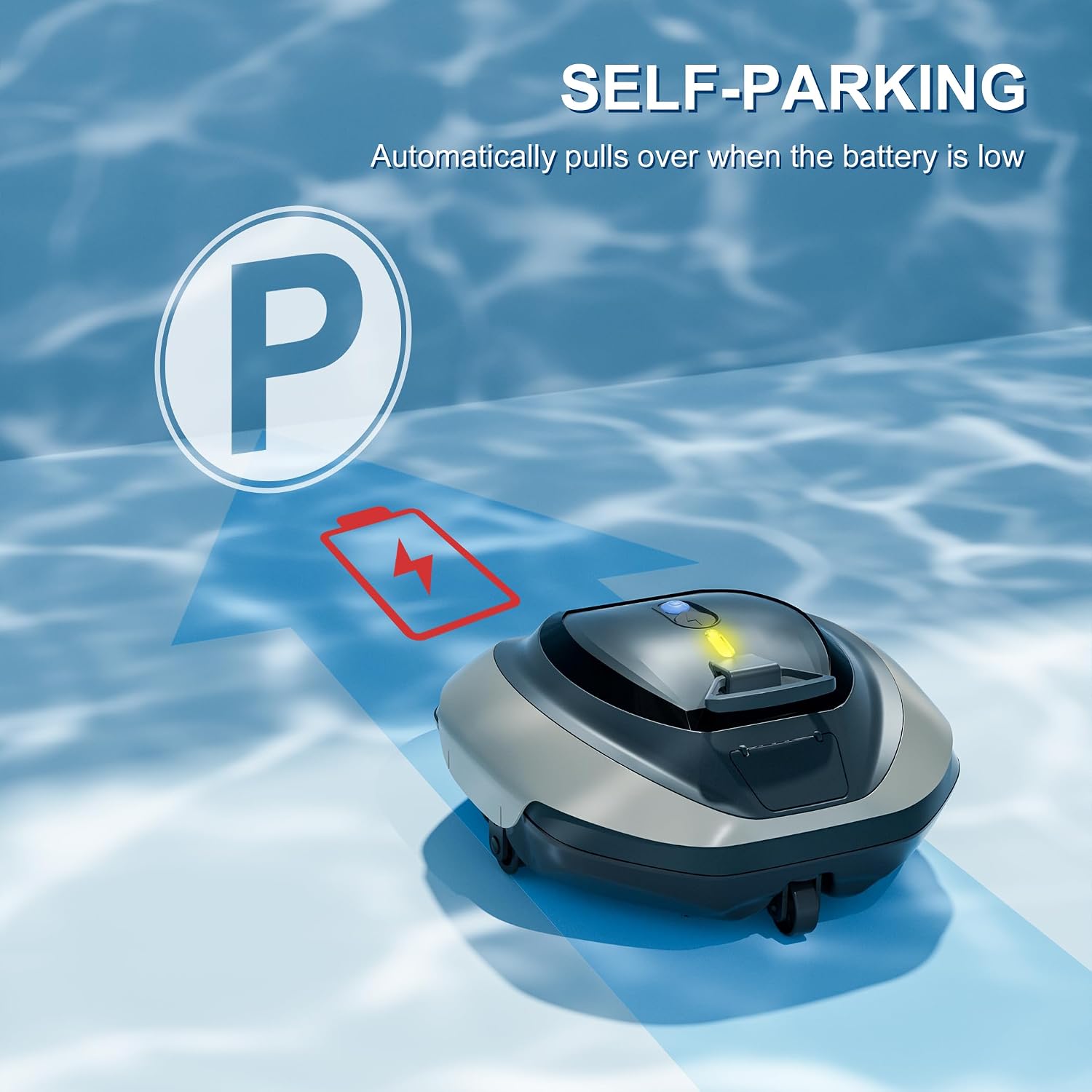 Cordless Pool Cleaner Robot, Robotic Pool Cleaner with 4400mAh Battery,Pool Vacuum for Above Ground Pool with Powerful Suction, DirtLock Tech, Self-Parking,90 Mins Runtime, Up to 850 Sq.ft