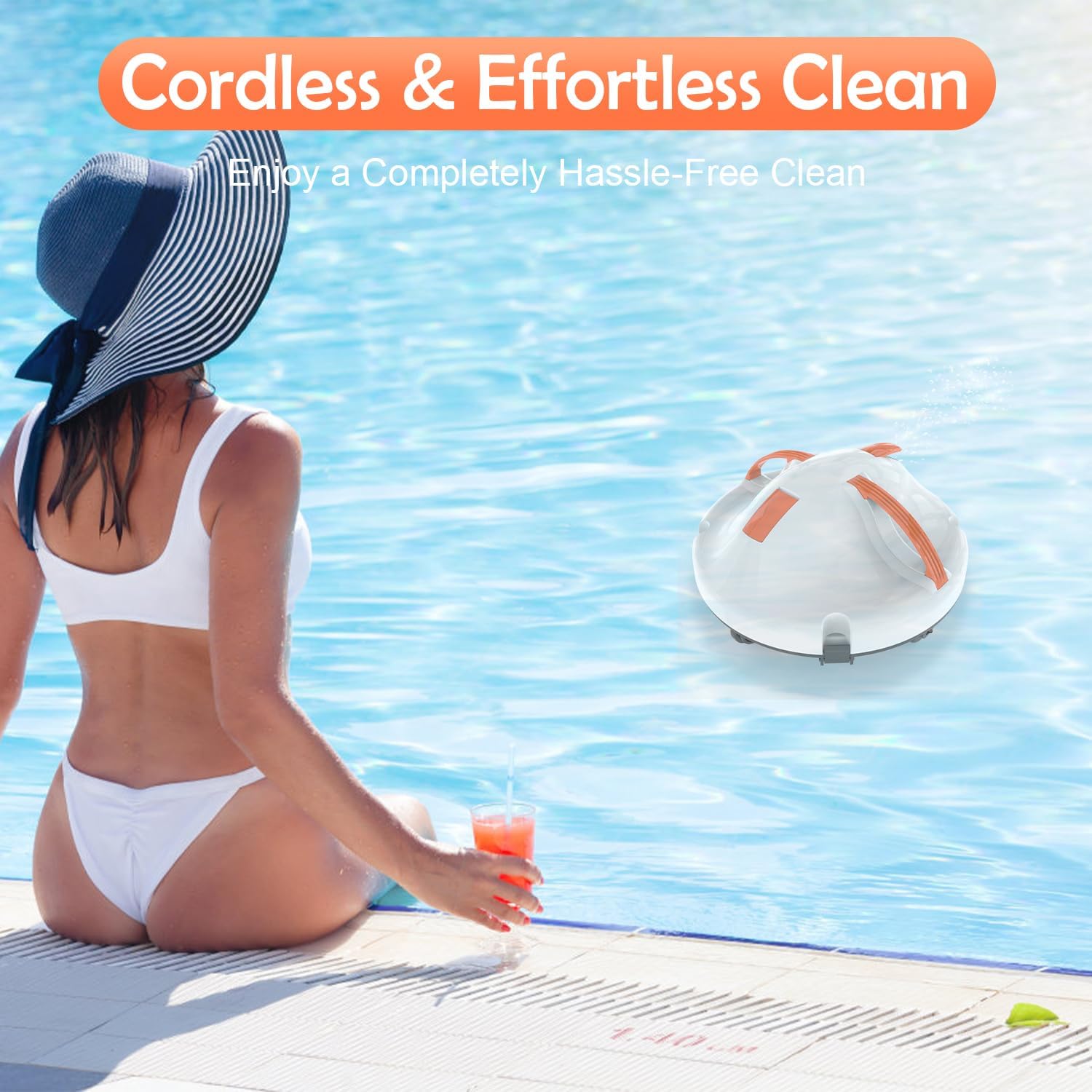 (2026 New) Robot Pool Vacuum for Above Ground Pool, Cordless Robotic Pool Cleaner Dual Motors, 130 Mins Runtime, Auto-Dock, Automatic Pool Vacuum Cleaner for In-Ground Flat Pools Up to 1100 Sq.Ft