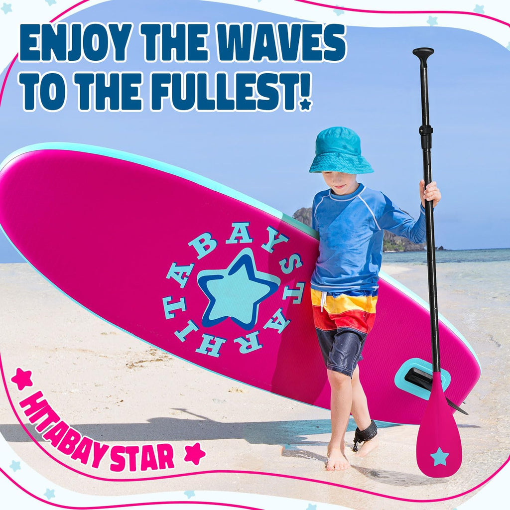 Kids Paddle Board with SUP Accessories, Child Paddle Board Durable, Lightweight, Stable Design, Wide Non-Slip Deck, 7ft 7.6ft 8ft 9.6ft Inflatable Paddle Boards for Kids & Youth