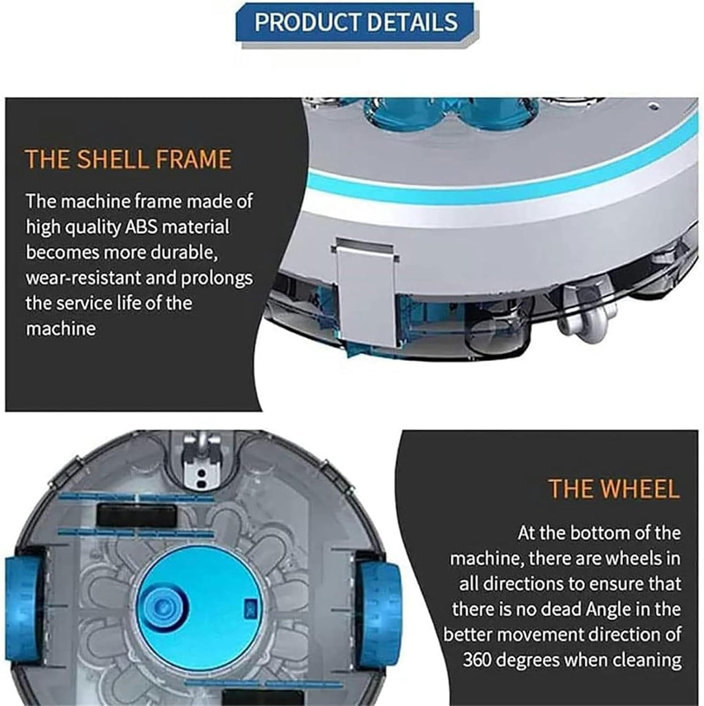 Cordless Pool Cleaner, Robotic Pool Cleaner, Swimming Pools Cleaning Robot, 60 Mins Runtime, Rechargeable Battery