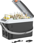 Kikihuose 12V Car Refrigerator Cooler/Warmer 23 Quart (22L) Portable Electric Car Cooler with 12 Volt DC &120V AC, Plug In Thermoelectric Fridge for Vehicles, Camping, RV, Dark Grey