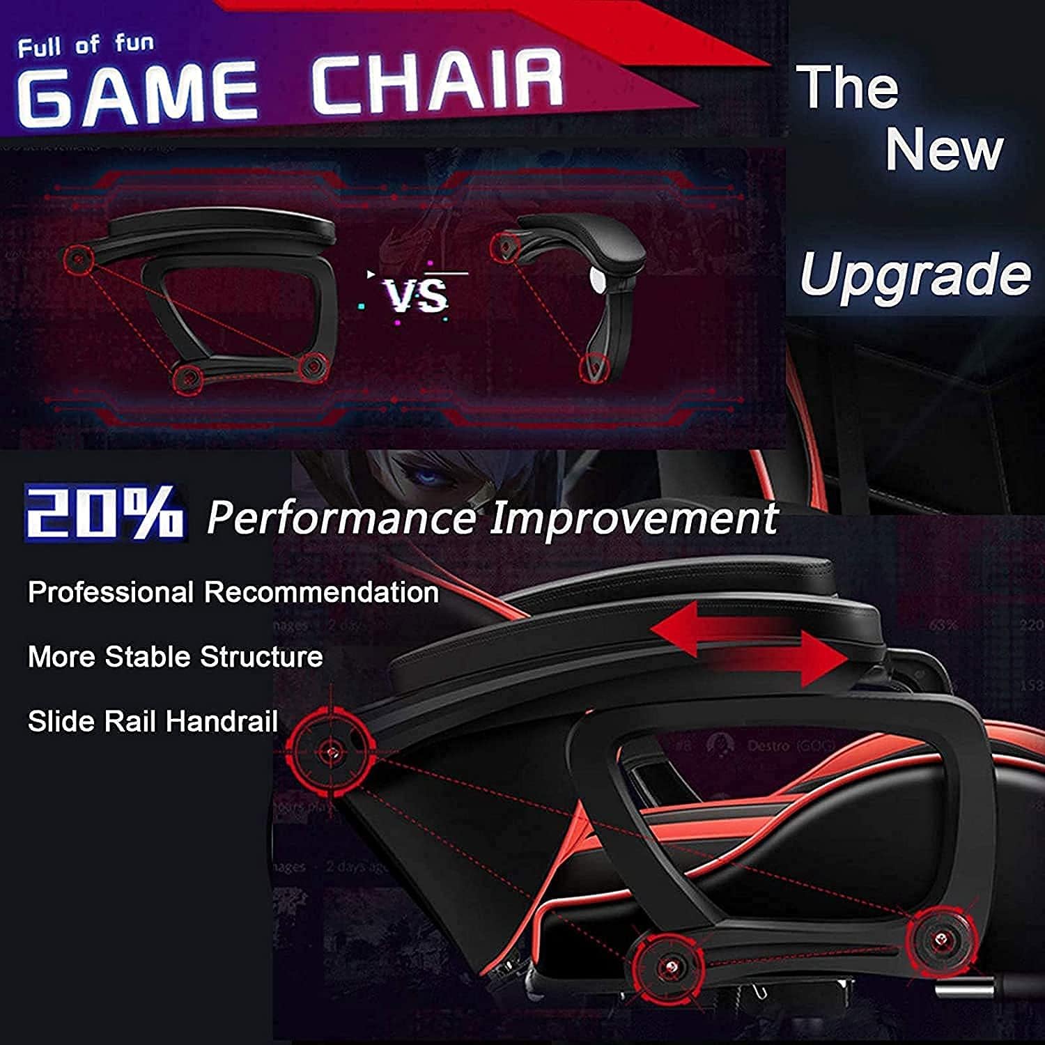 Gaming Chair with Speakers, Gaming Chair LED Lights - PU Leather Recliner 360°Swivel Function Ergonomic Video Game Chairs with Headrest Armrest Electric Massage Office Chair,Pink
